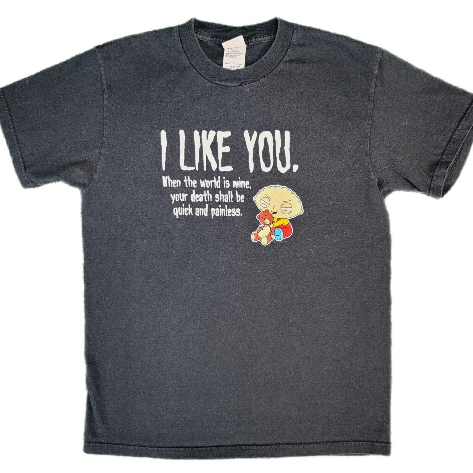 Delta Vintage Family Guy Stewie I Like You Funny Shirt Black M Hoodie, Sweatshirt | PodTeesHub.com