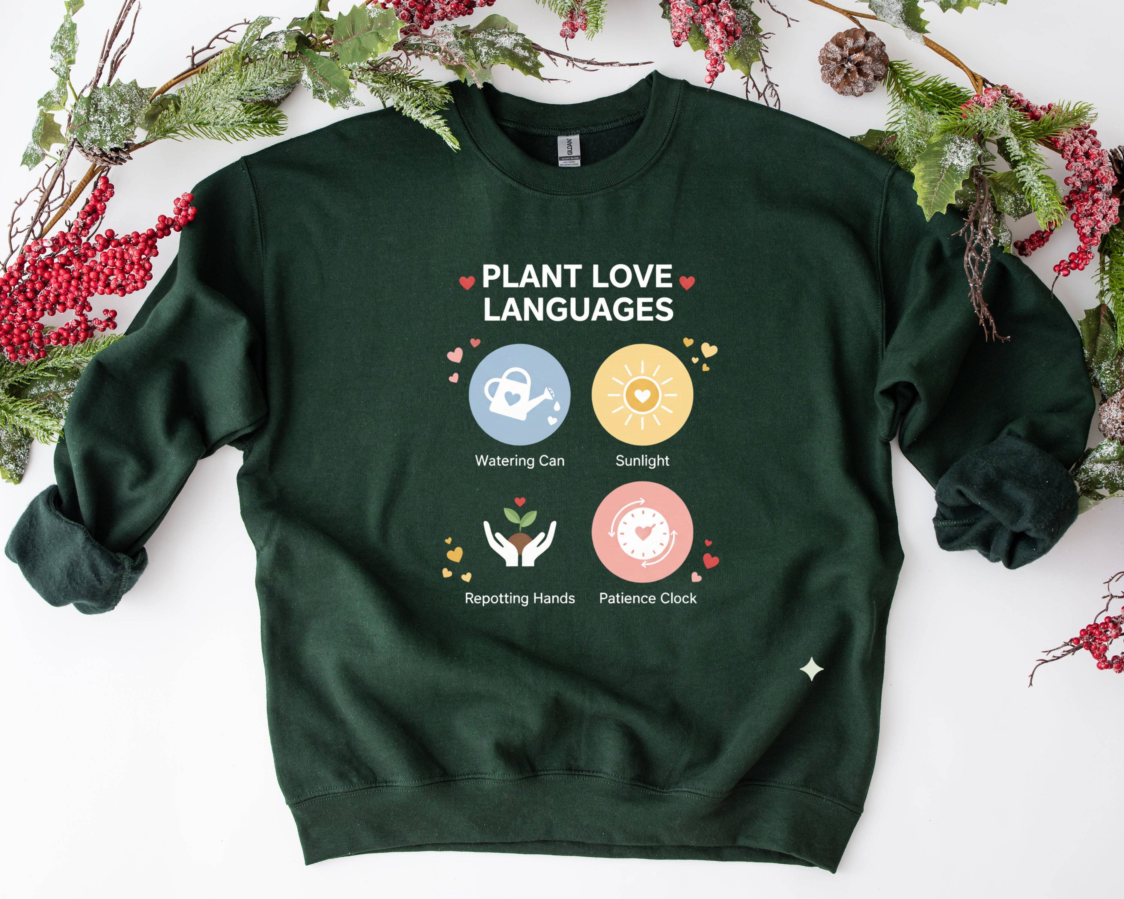Plant Love Languages Sweatshirt, Valentine’S Day Gift For Plant Lovers, Funny Gardening Crewneck, Plant Mom Sweater...