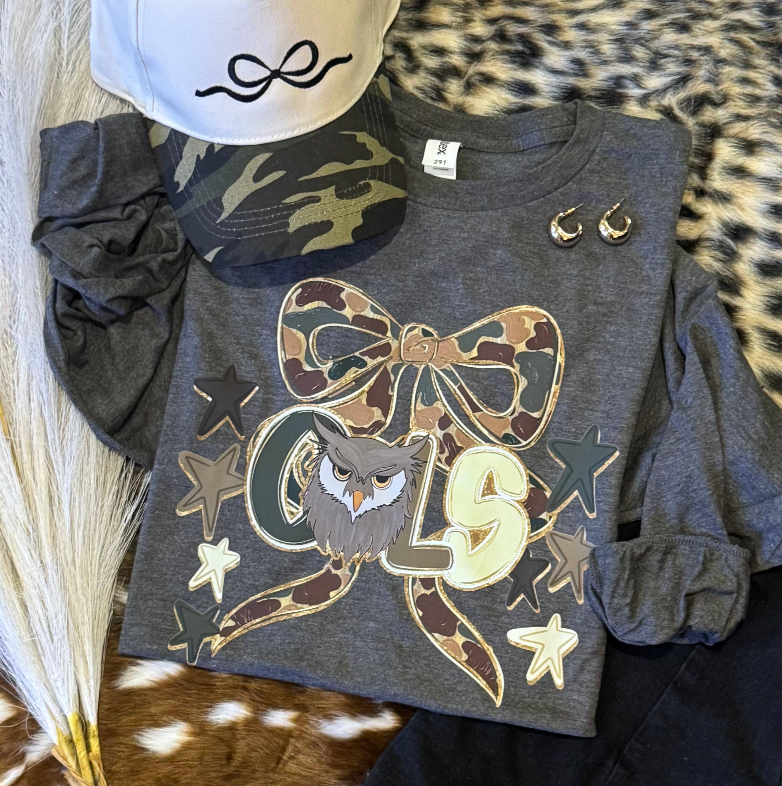 Owls Camo Bow Tee / Long Sleeve Hoodie, Sweatshirt | PodTeesHub.com