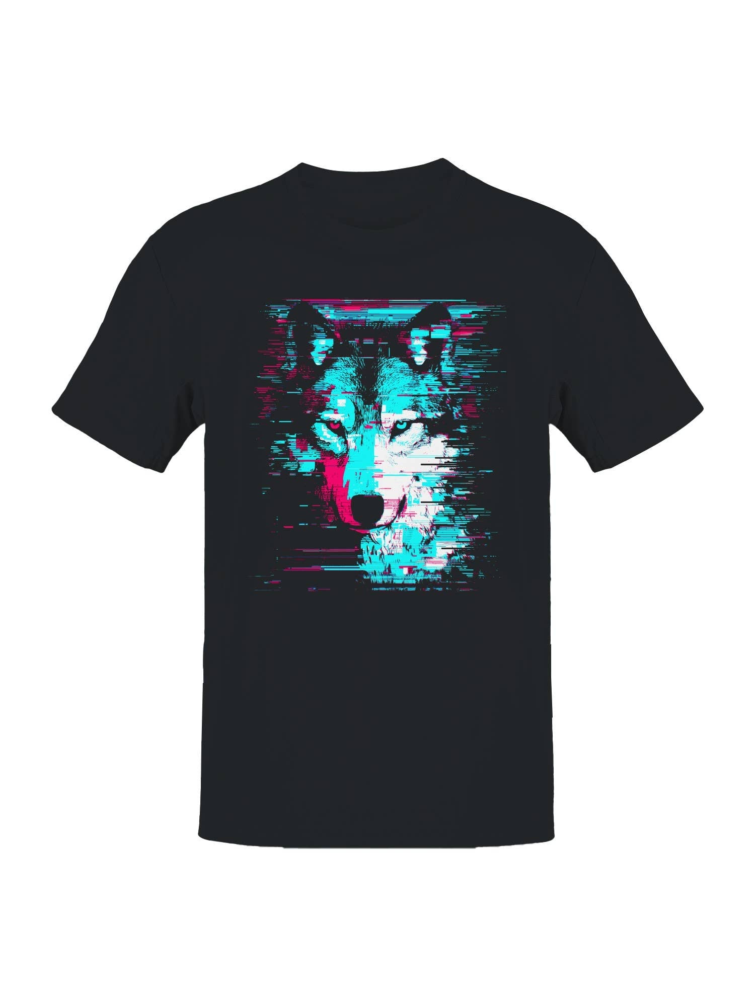 Glitch Art Wolf: Neon Vision Men's T-Shirt Hoodie, Sweatshirt | PodTeesHub.com