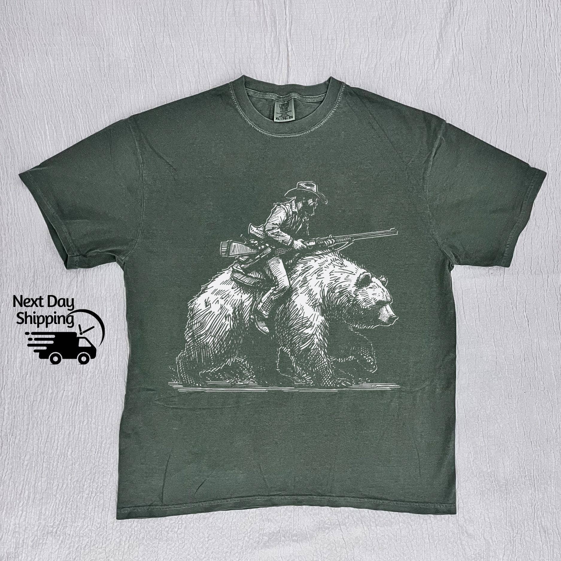 Vintage Lumberjack Bear Riding Hiking Shirt Hoodie, Sweatshirt | PodTeesHub.com
