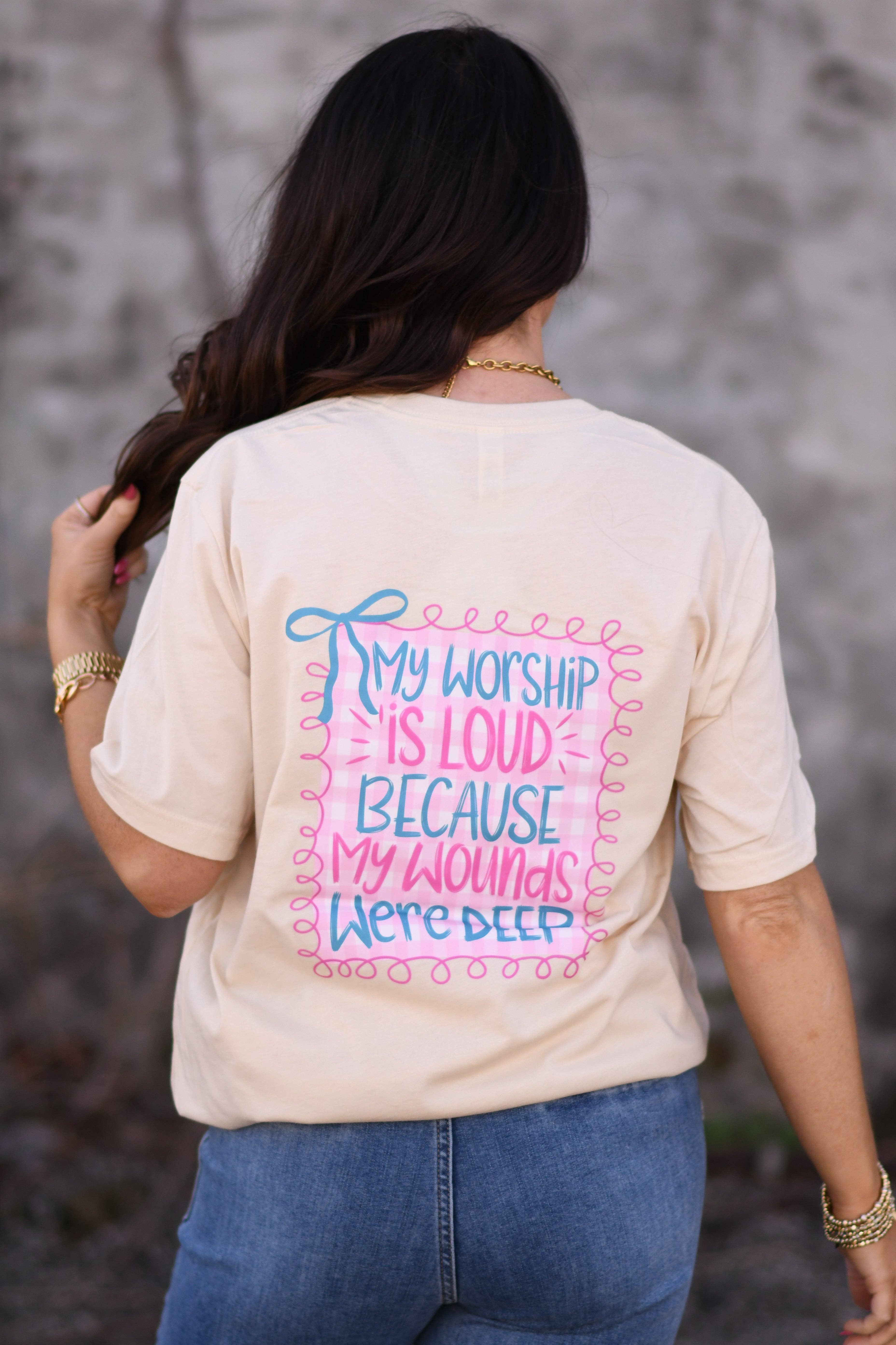 My Worship Is Loud Because My Wounds Were Deep Bow Tee Hoodie, Sweatshirt | PodTeesHub.com