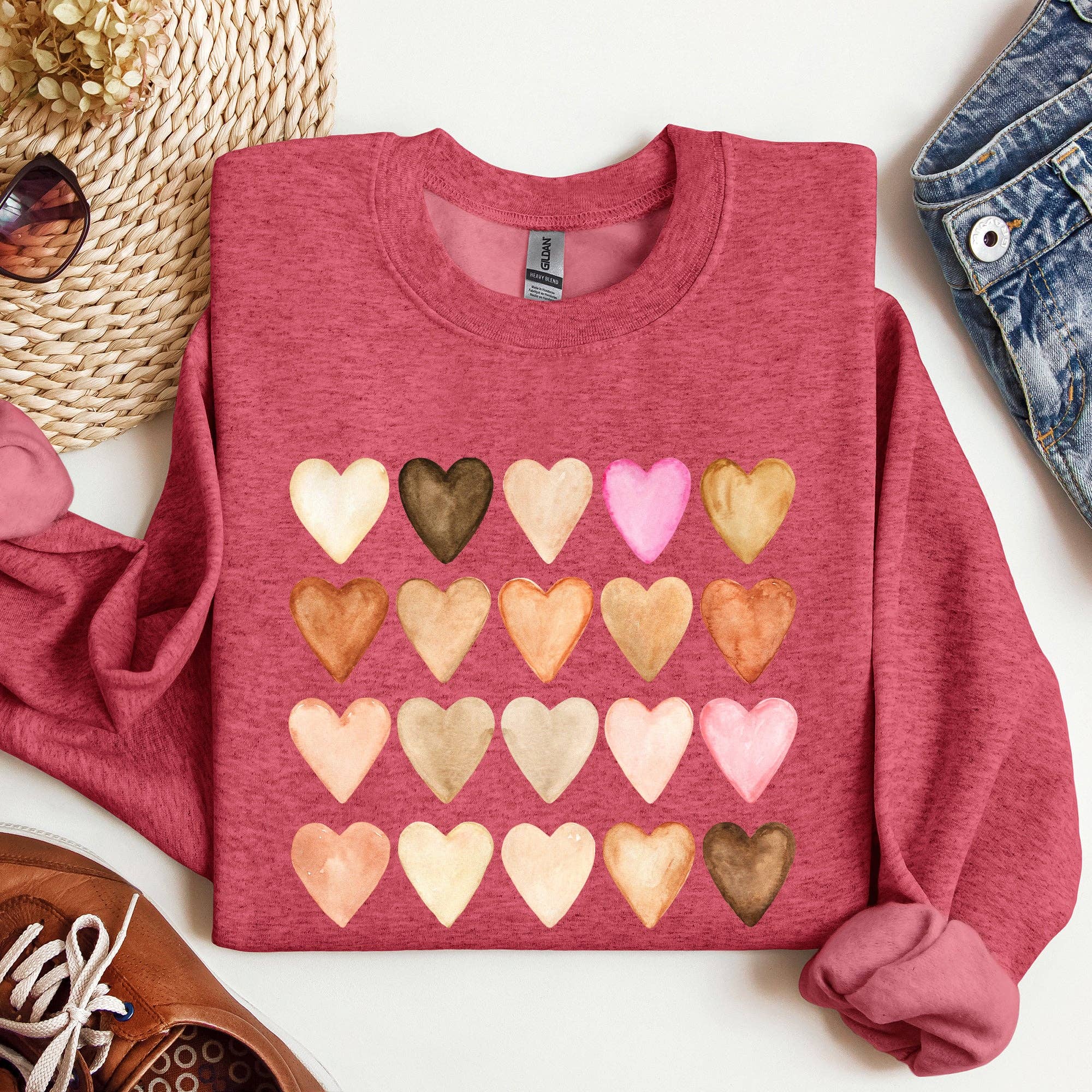 Skin Tone Hearts, Multicultural, Sweatshirt, Valentine's Day T-Shirts, Hoodie | PodTeesHub.com