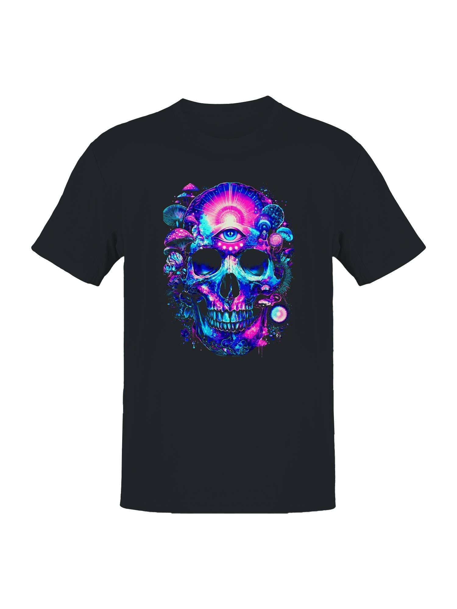 Psychedelic Skull with Mushrooms Men's T-Shirt Hoodie, Sweatshirt | PodTeesHub.com