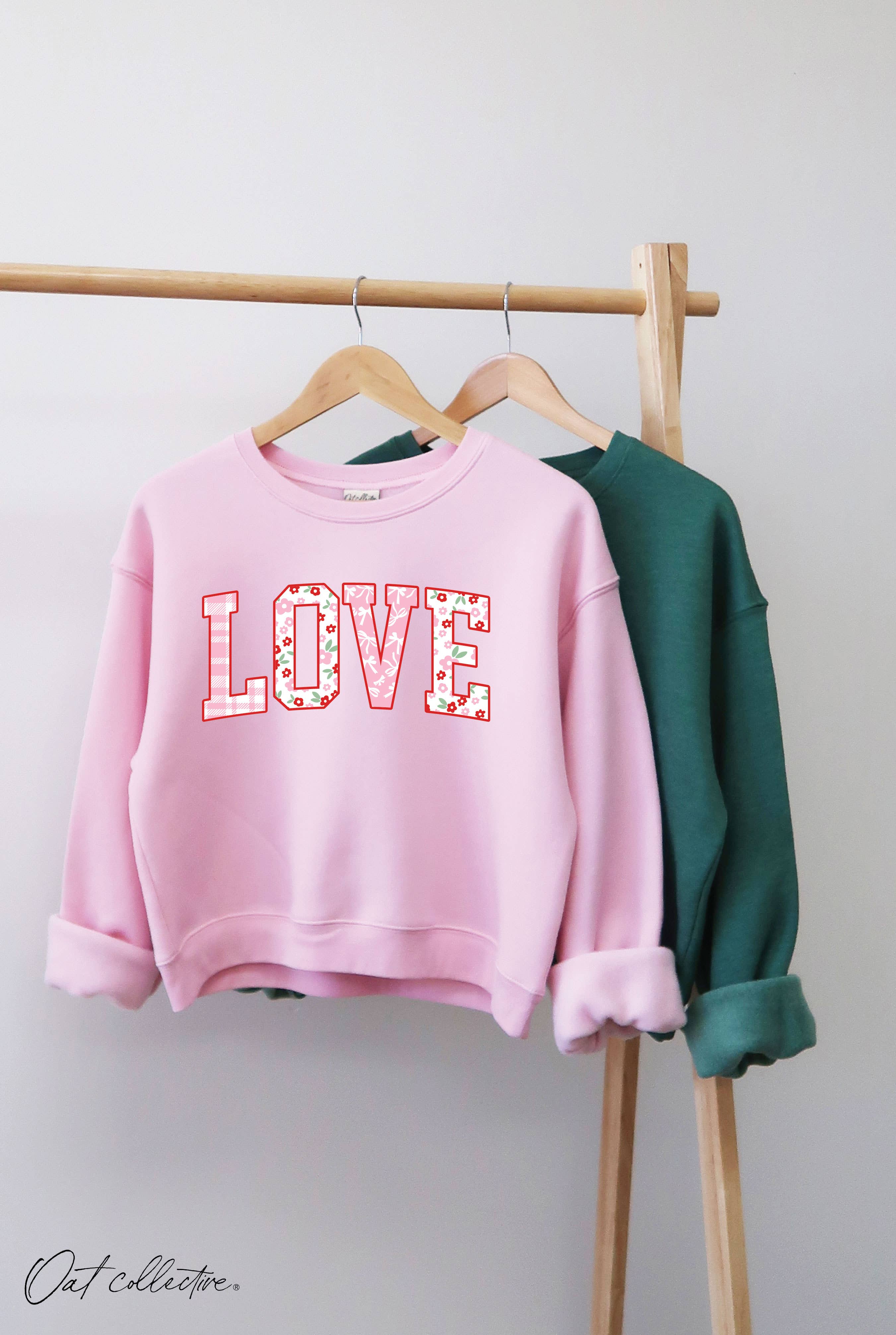 Love with Pattern Mid Cropped Graphic Sweatshirt T-Shirts, Hoodie | PodTeesHub.com