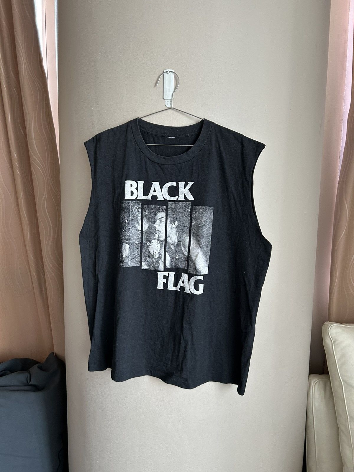 Band Tees Vintage Black Flag Cutoff Thrashed Band Tee Shirt Hoodie, Sweatshirt | PodTeesHub.com