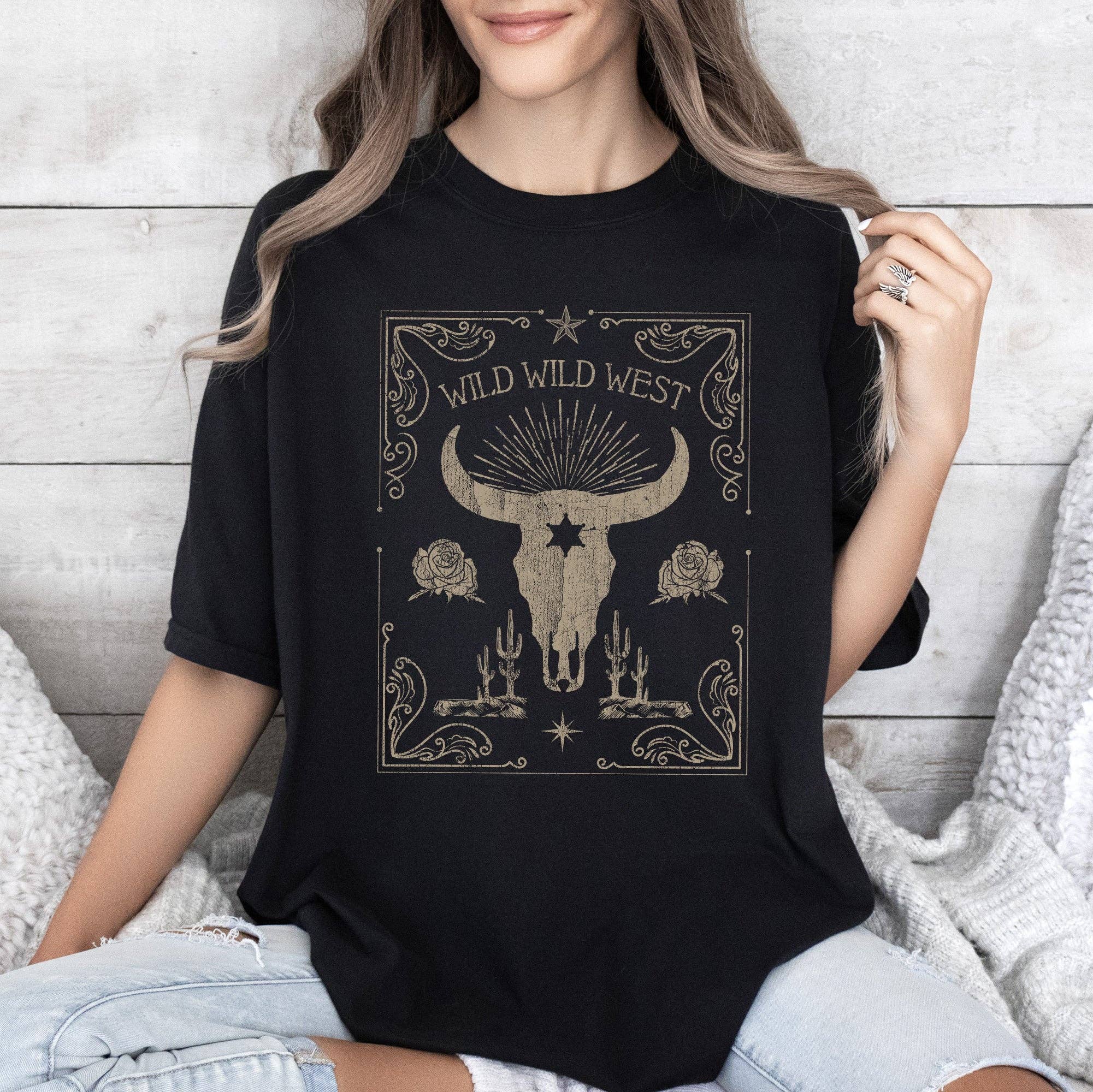Wild Wild West, Skull, Cattle, Cowboy, Cowgirl, Tshirt Hoodie, Sweatshirt | PodTeesHub.com