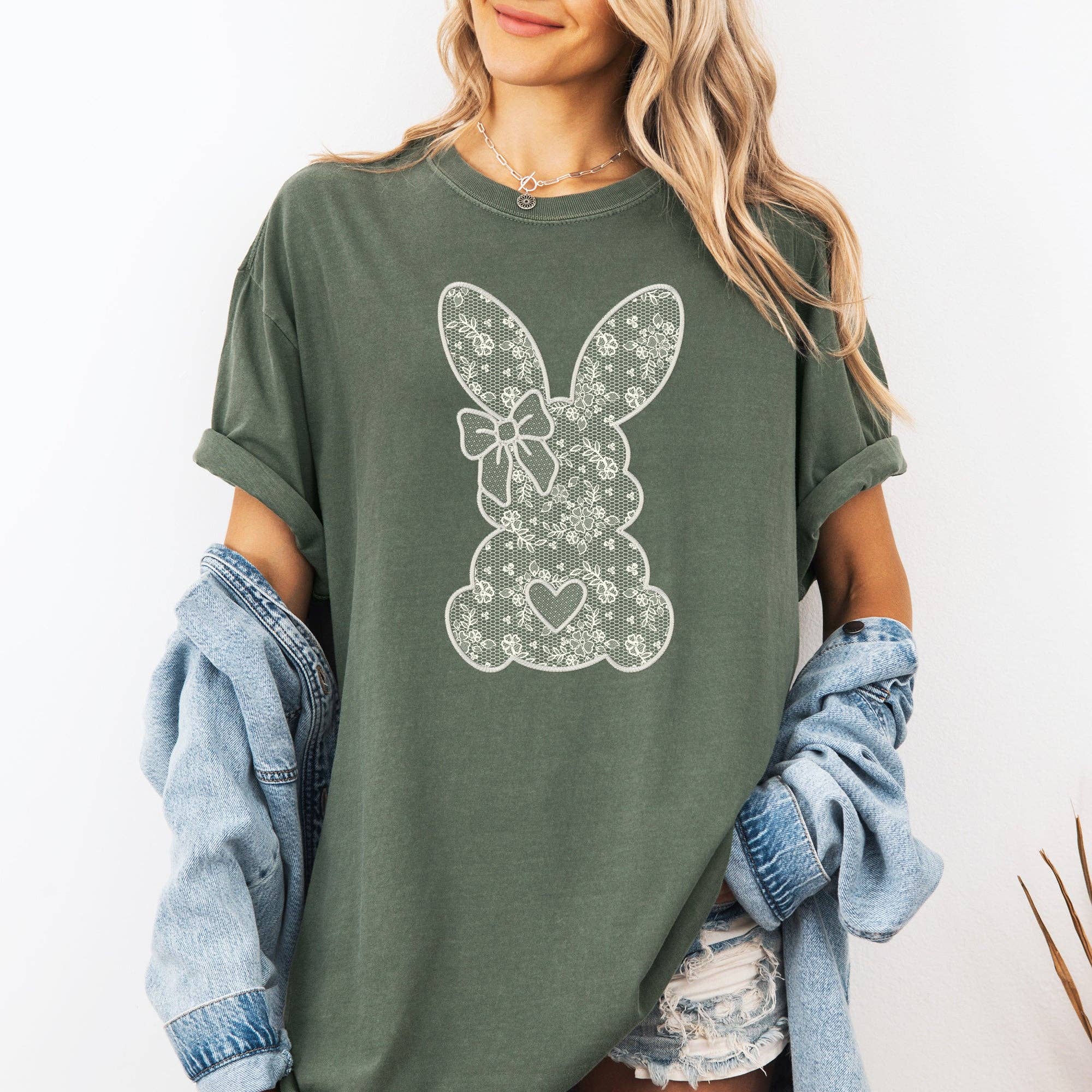 Faux Lace Bunny, Coquette, Easter Jesus, Rabbit Tshirt Hoodie, Sweatshirt | PodTeesHub.com