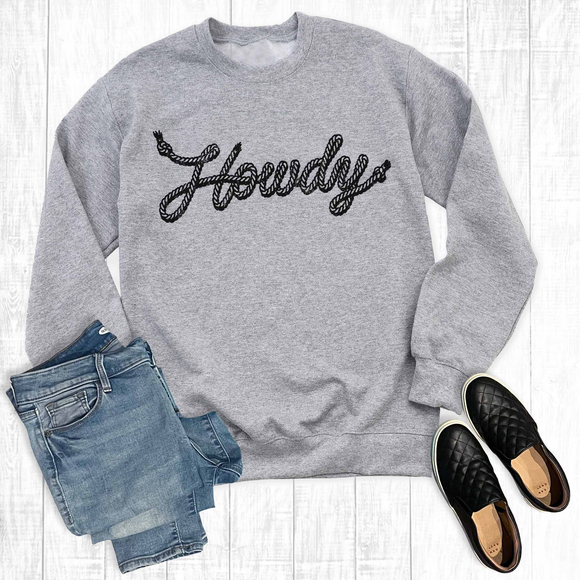 Western Rope Howdy Graphic Sweatshirt T-Shirts, Hoodie | PodTeesHub.com