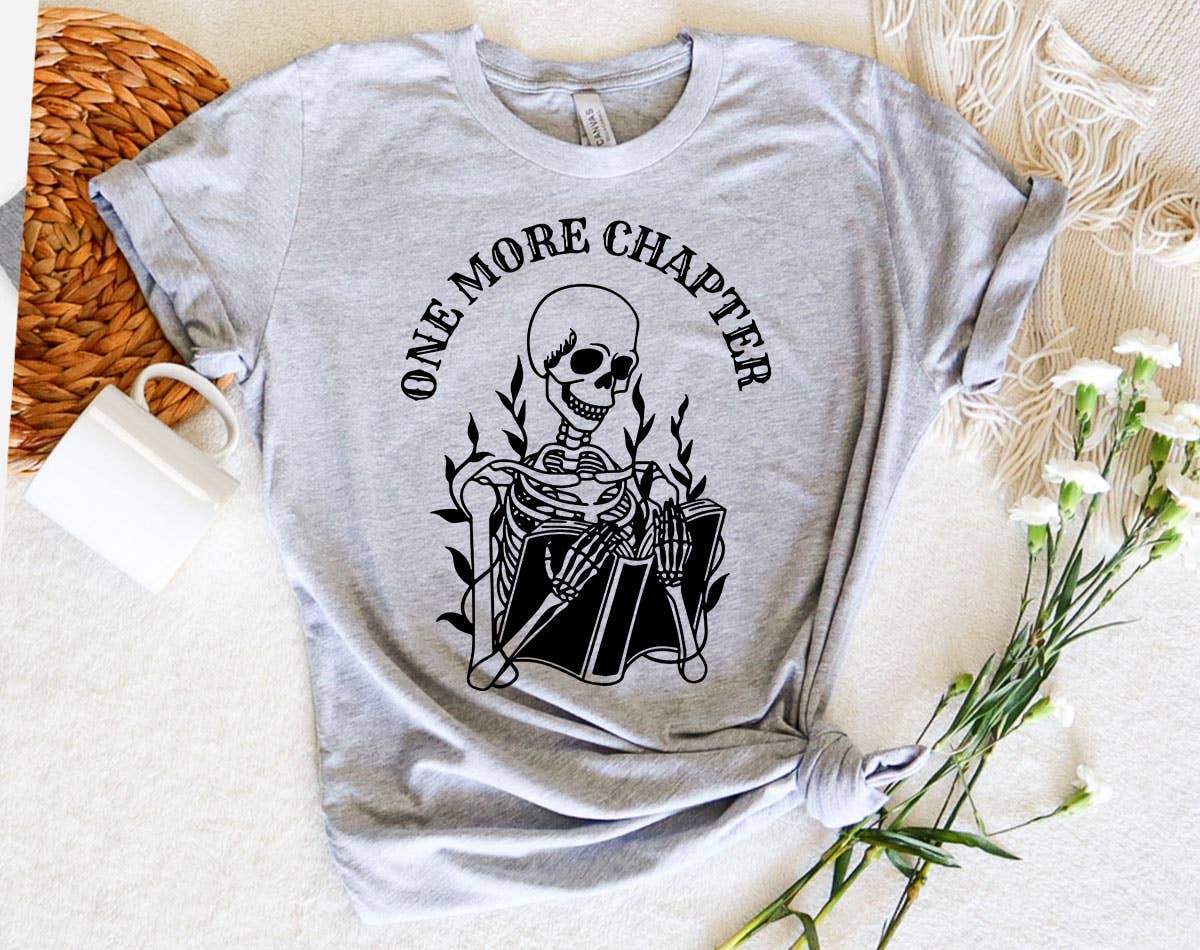 One More Chapter Skeleton - Cute Book Graphic Shirt Hoodie, Sweatshirt | PodTeesHub.com