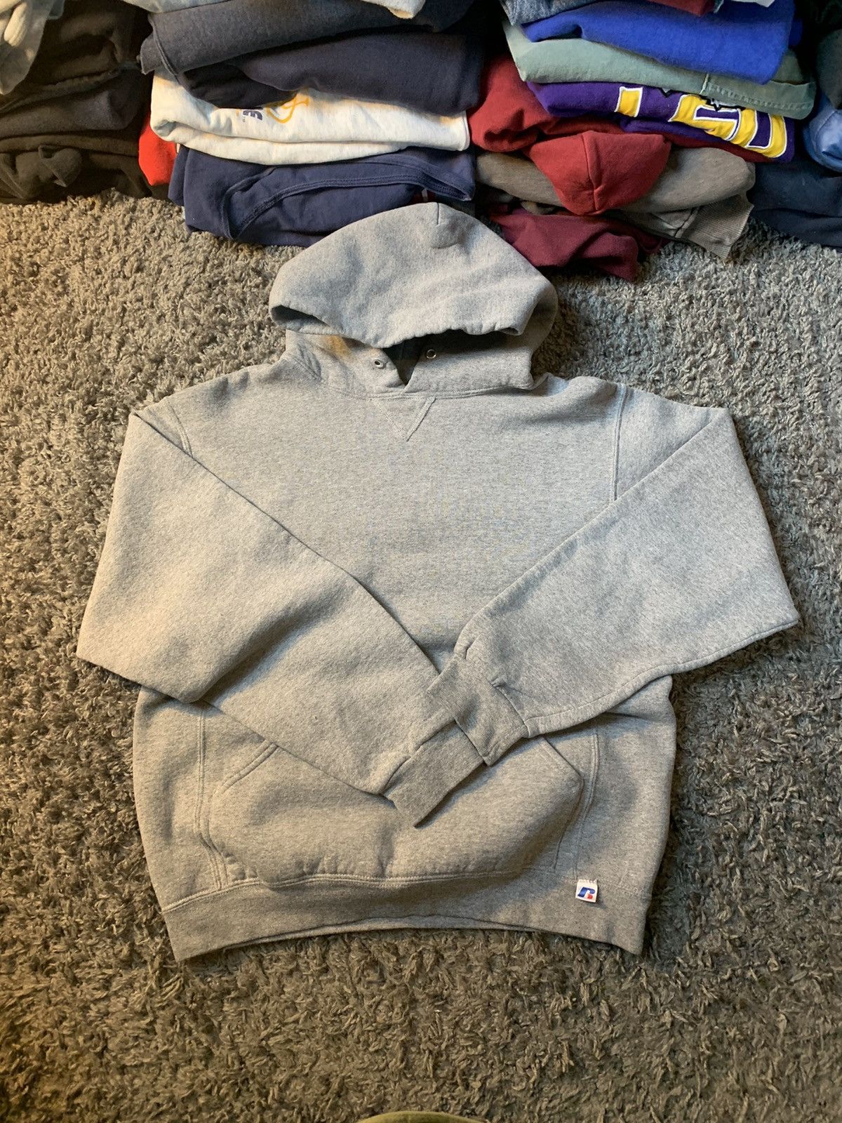 Vintage 90s Russell Athletic Pullover Hoodie Grey Size M T-Shirts, Sweatshirt | PodTeesHub.com