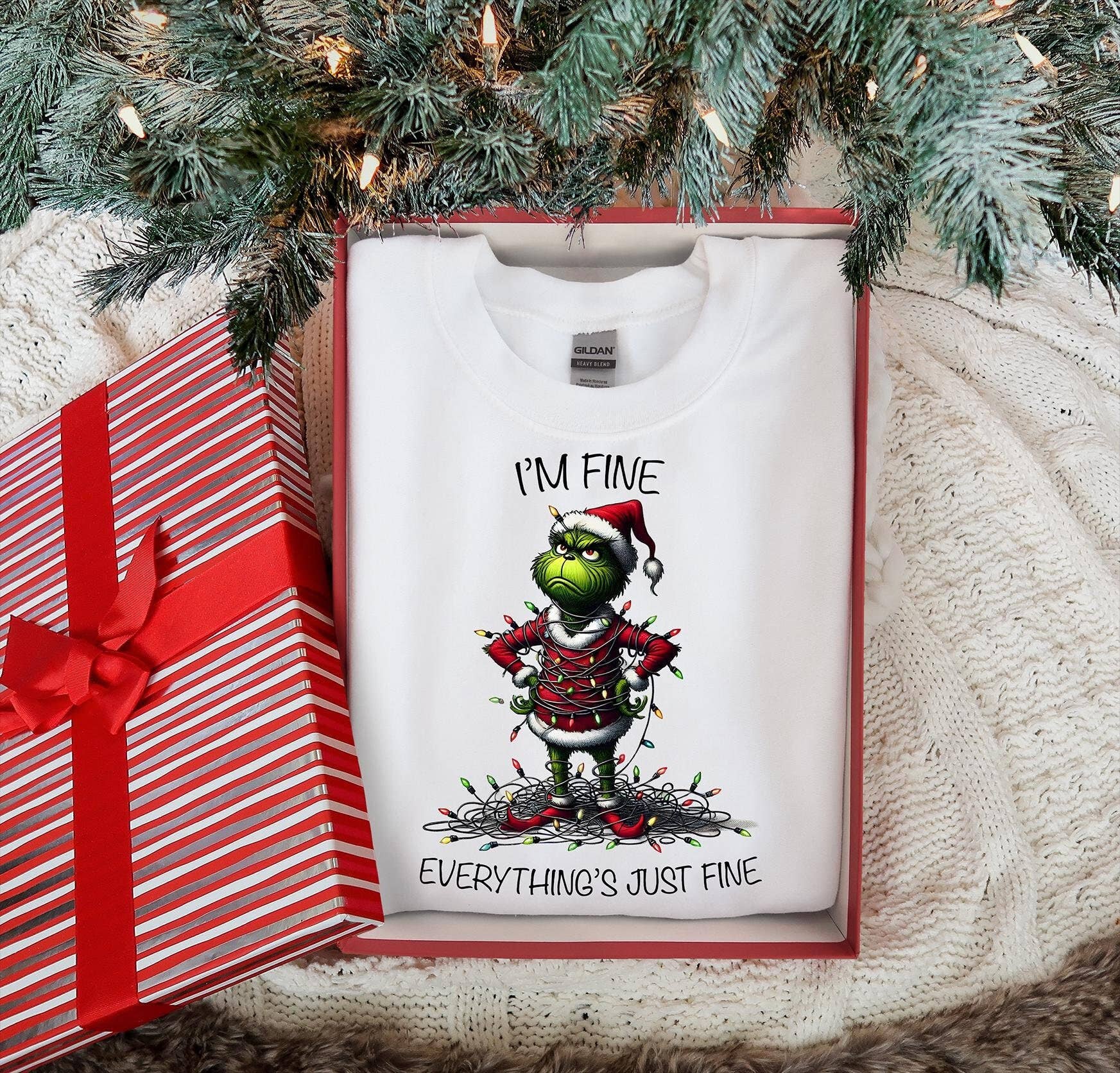 I'm Fine Everything Is Fine Grinch Shirt – Funny Christmas Hoodie, Sweatshirt | PodTeesHub.com