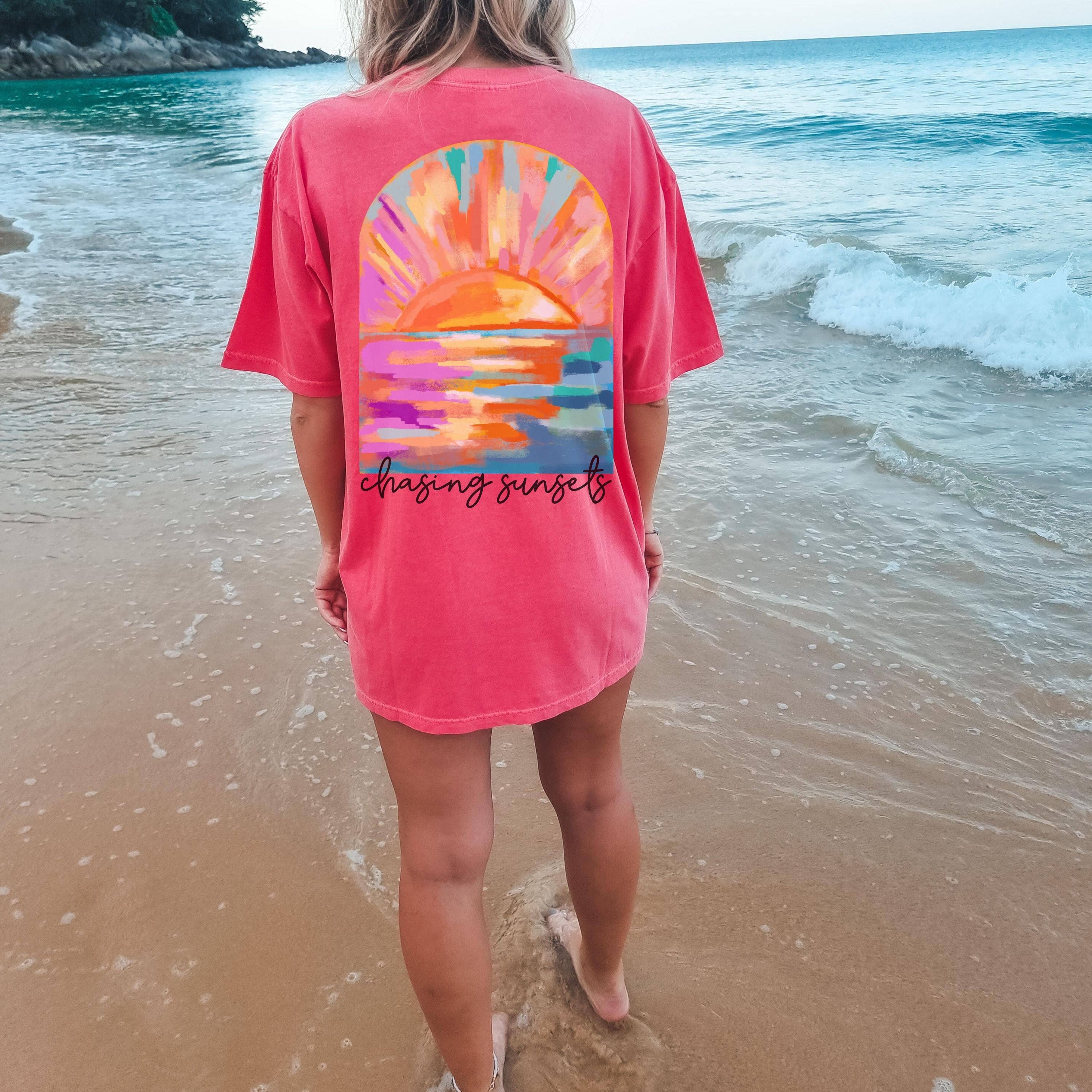 Coconut Girl Sunset Oversized Comfort Colors Tee Hoodie, Sweatshirt | PodTeesHub.com