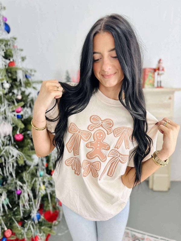 Gingerbread Cookie Bows Dtf Graphic Tee Hoodie, Sweatshirt | PodTeesHub.com