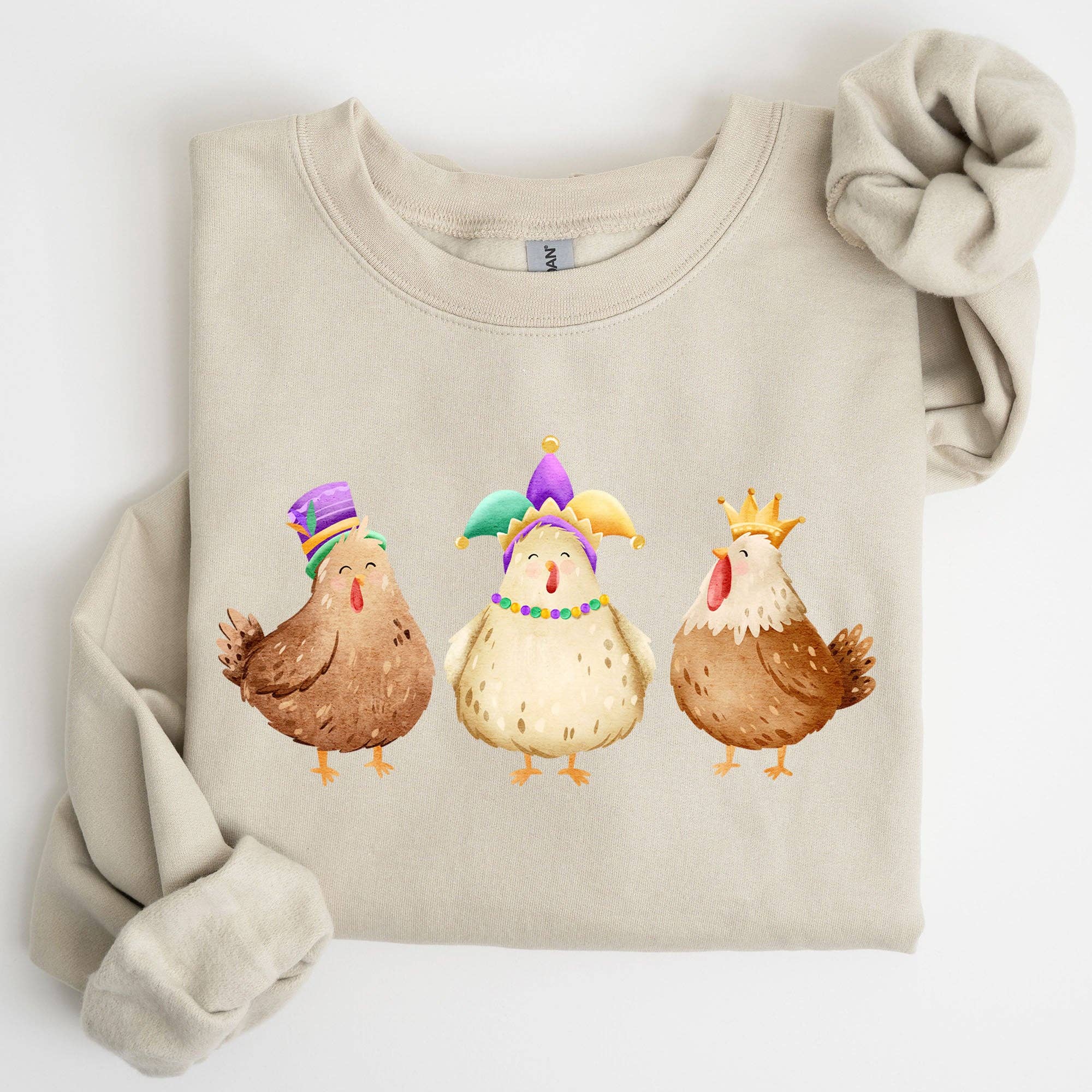Mardi Gras Chickens Farm Fleur De Lis Fat Tuesday Sweatshirt T-Shirts, Hoodie | PodTeesHub.com