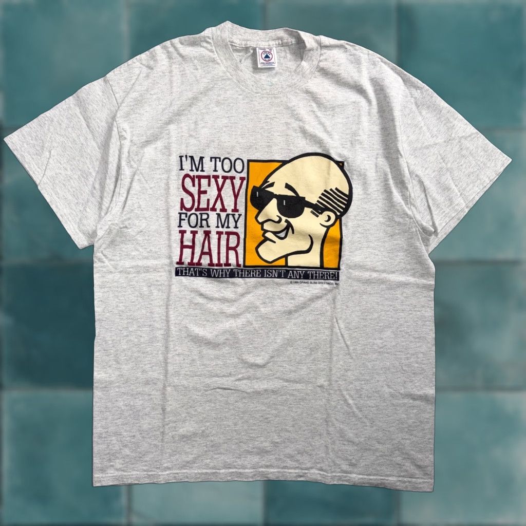 Vintage Delta T Shirt Graphic Dxl Bald Guy Y2k Funny Too Hot For My Hair Gray Cotton Crew Neck Hoodie, Sweatshirt