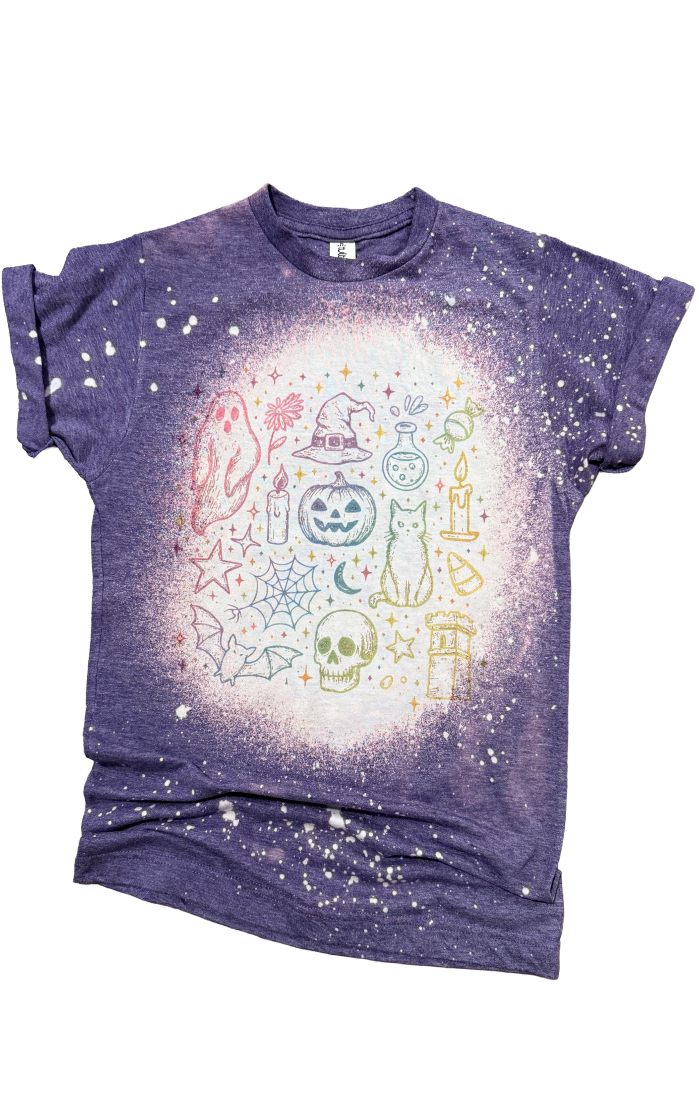 Iridescent Elements Halloween Bleached Tee Hoodie, Sweatshirt | PodTeesHub.com