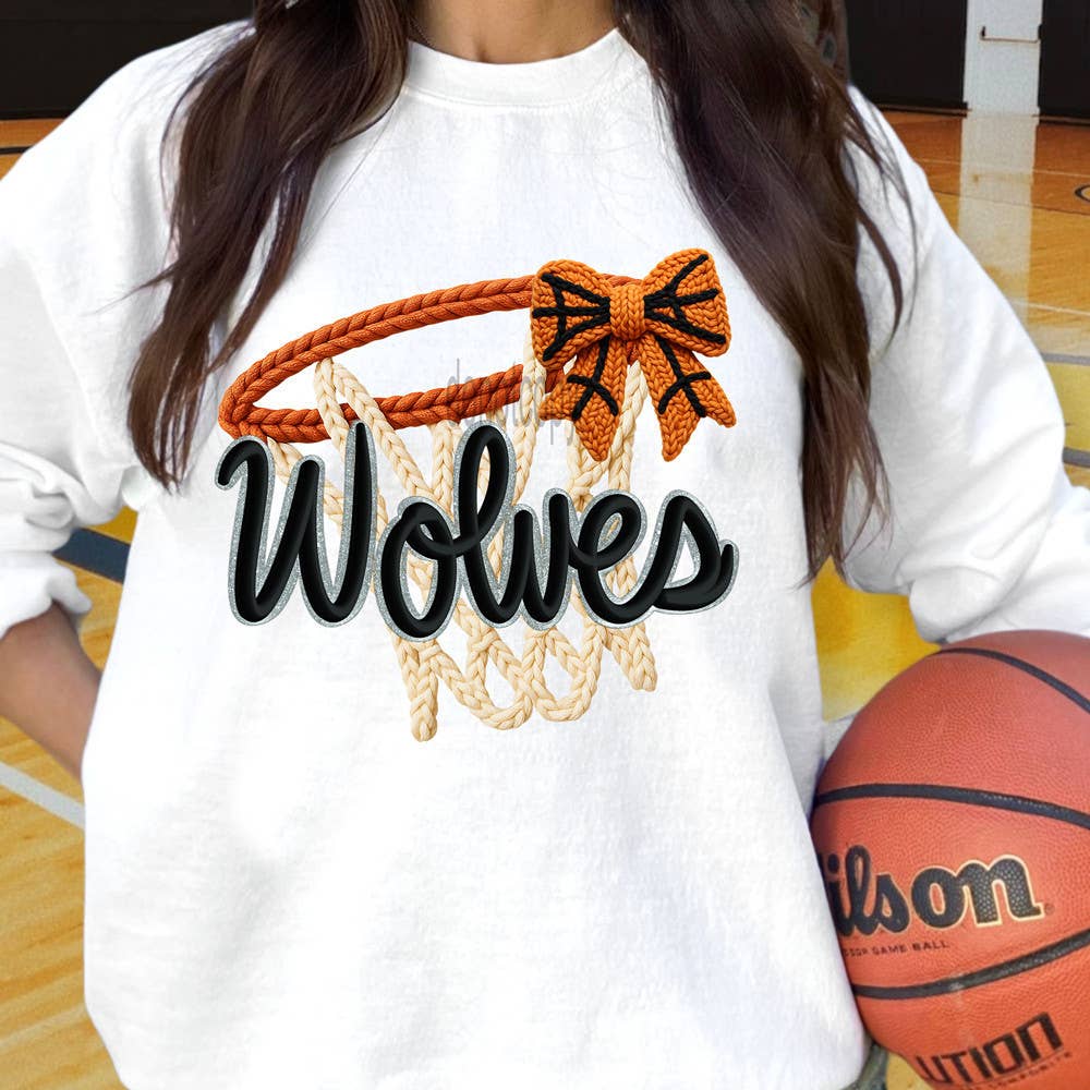 Faux Yarn Basketball Hoop Wolves Sweatshirt T-Shirts, Hoodie | PodTeesHub.com