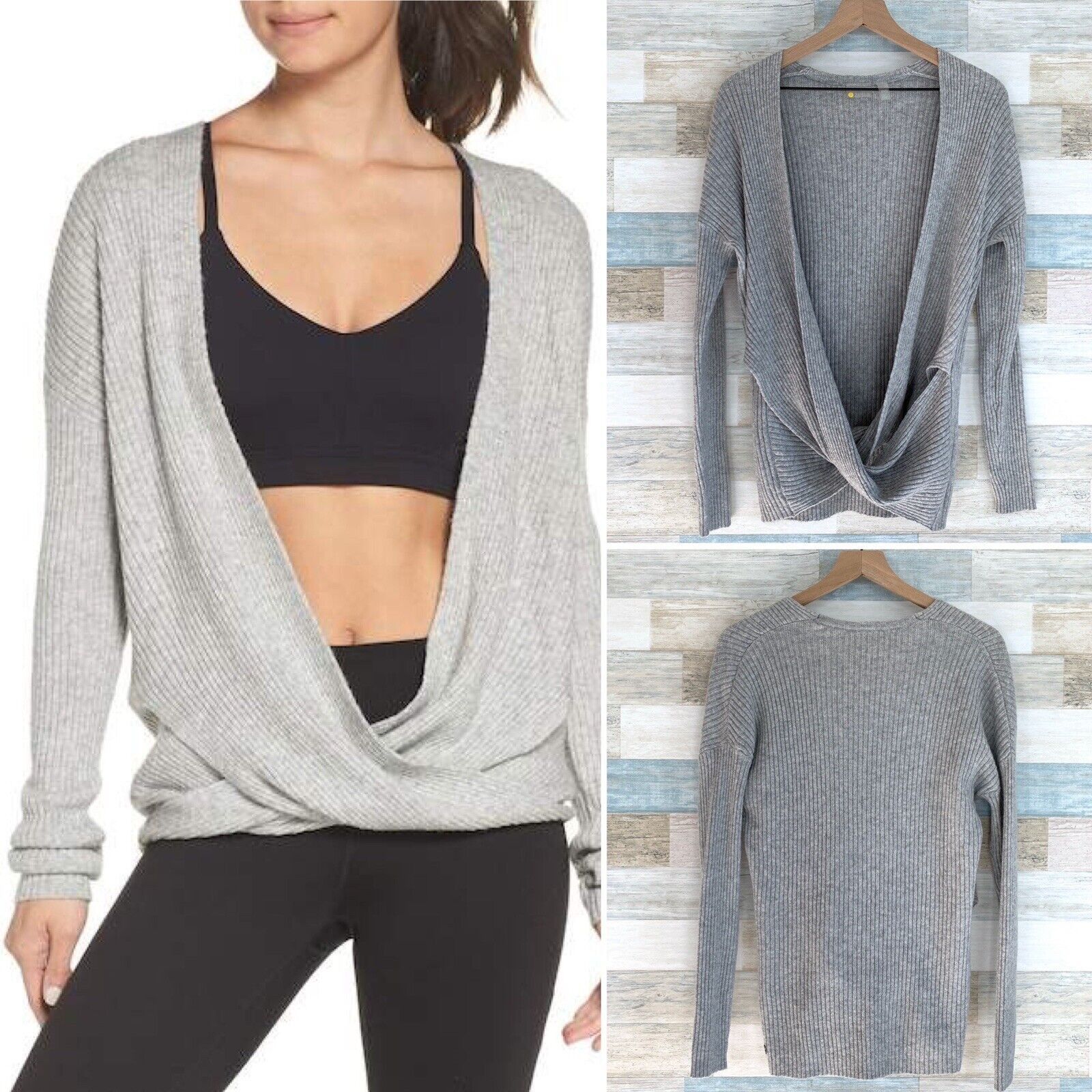 Other Zella Wrap Sweater Gray Ribbed Surplice V Neck Womens Xxs T-Shirts, Hoodie, Sweatshirt | PodTeesHub.com