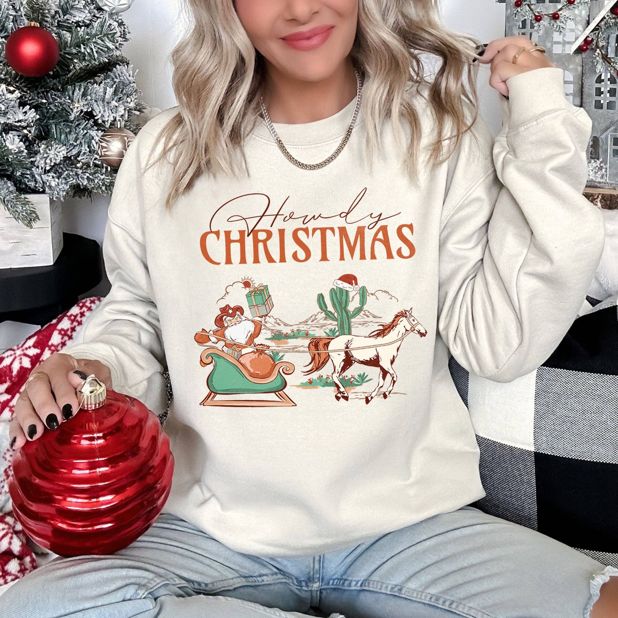 Howdy Christmas, Santa Cowboy, Horse Sweatshirt T-Shirts, Hoodie | PodTeesHub.com