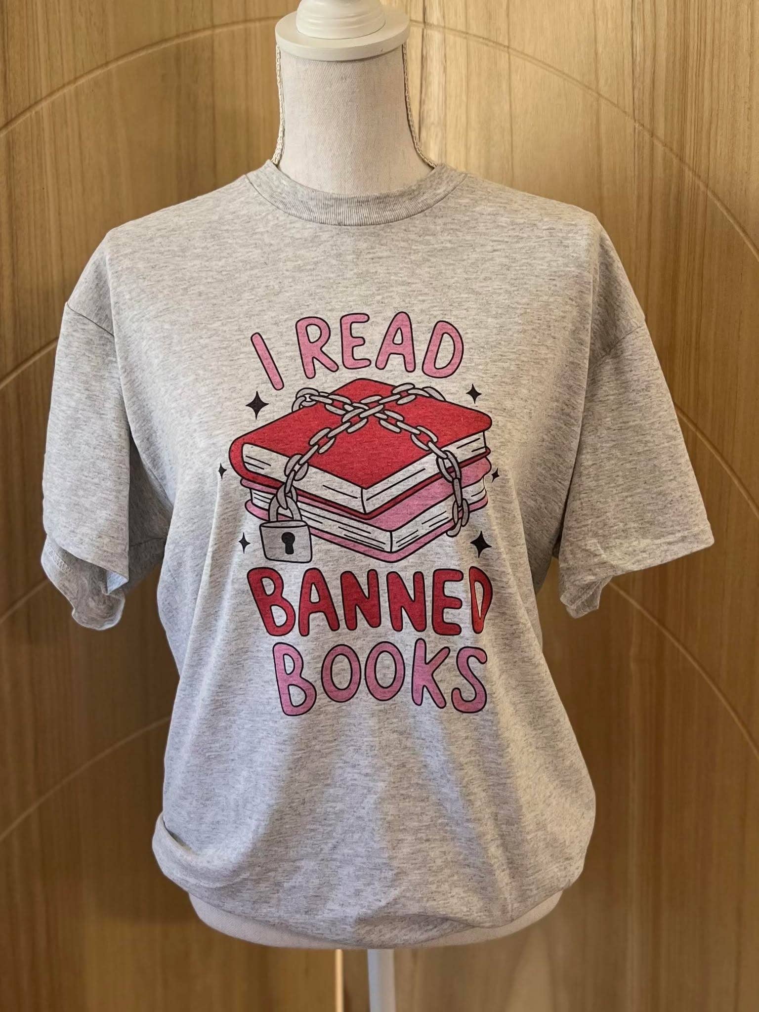 I Read Banned Books On Ash Gray Tee Hoodie, Sweatshirt | PodTeesHub.com