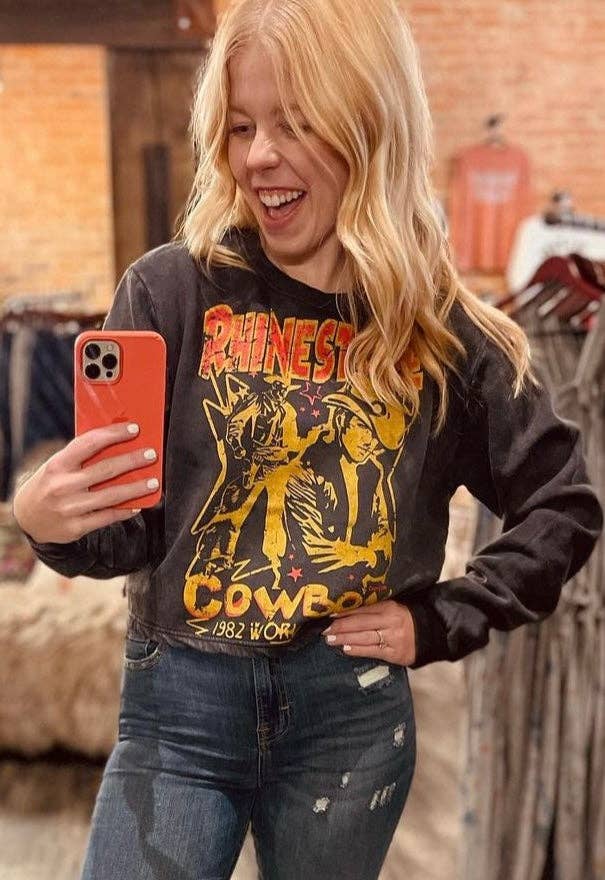 Rhinestone Cowboy 1982 World Tour Cropped Crew Sweatshirt T-Shirts, Hoodie | PodTeesHub.com