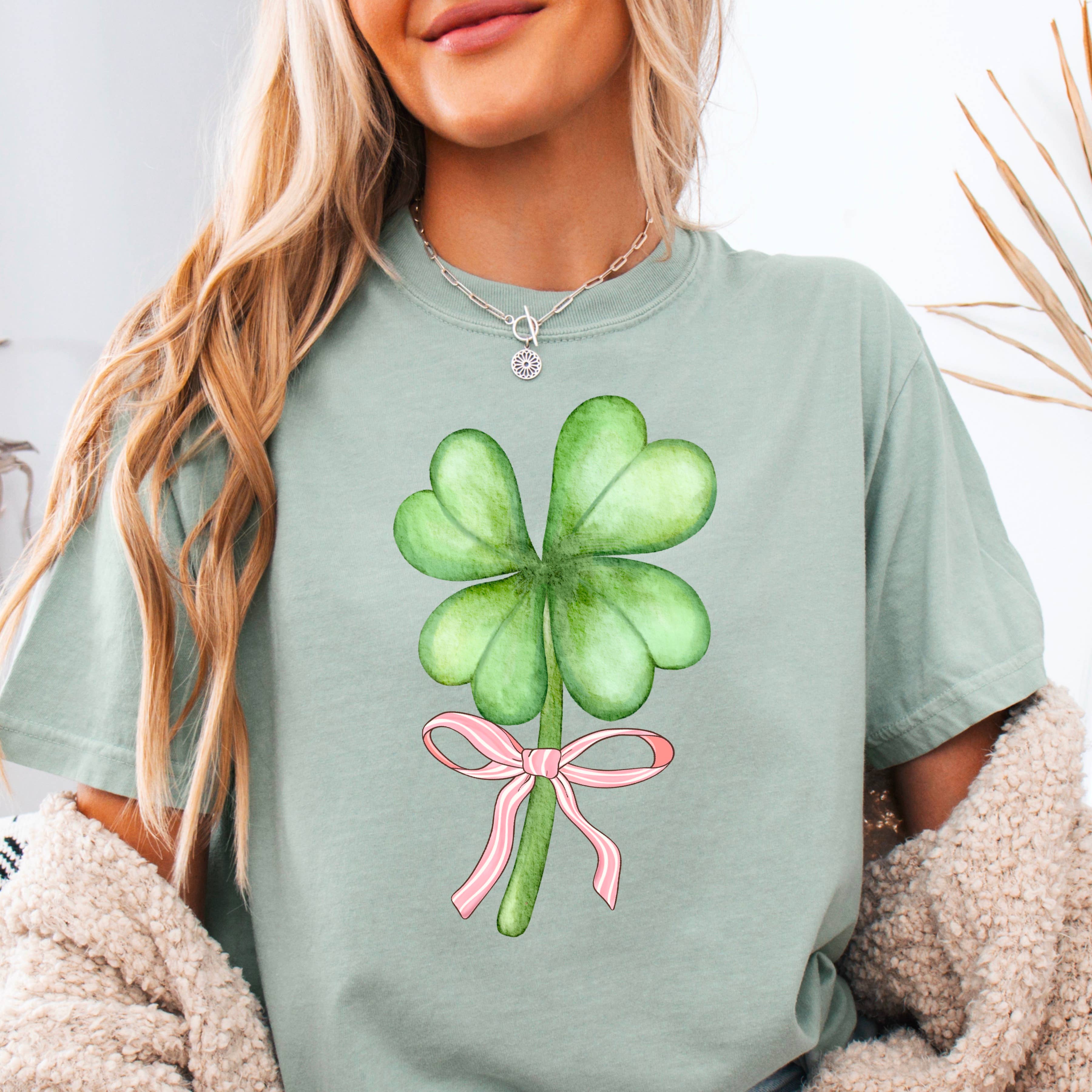 Coquette Clover St. Patricks Day Graphic Tee | Comfort Color Hoodie, Sweatshirt | PodTeesHub.com
