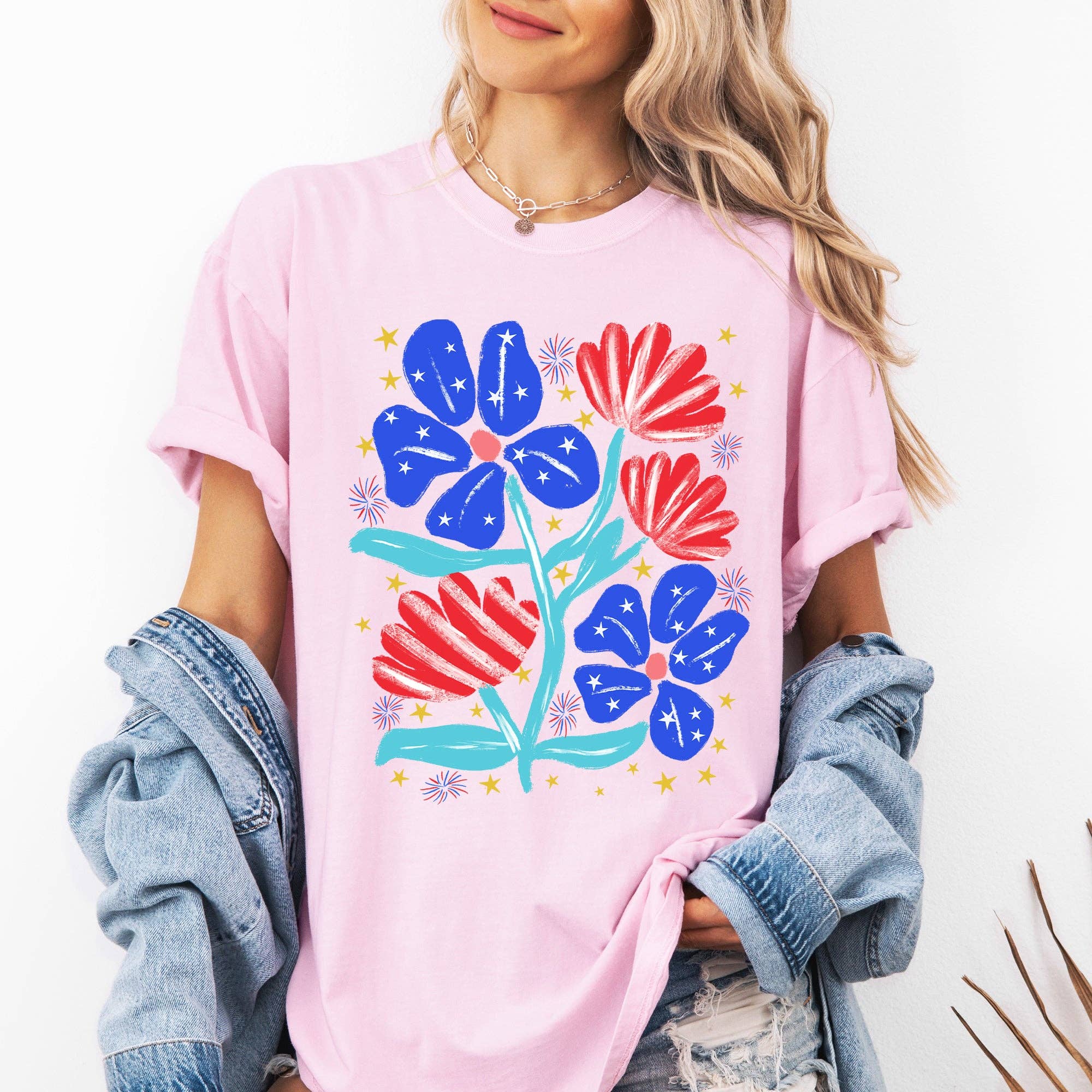 Patriotic Flowers America USA, 4th of July Tshirt Hoodie, Sweatshirt | PodTeesHub.com