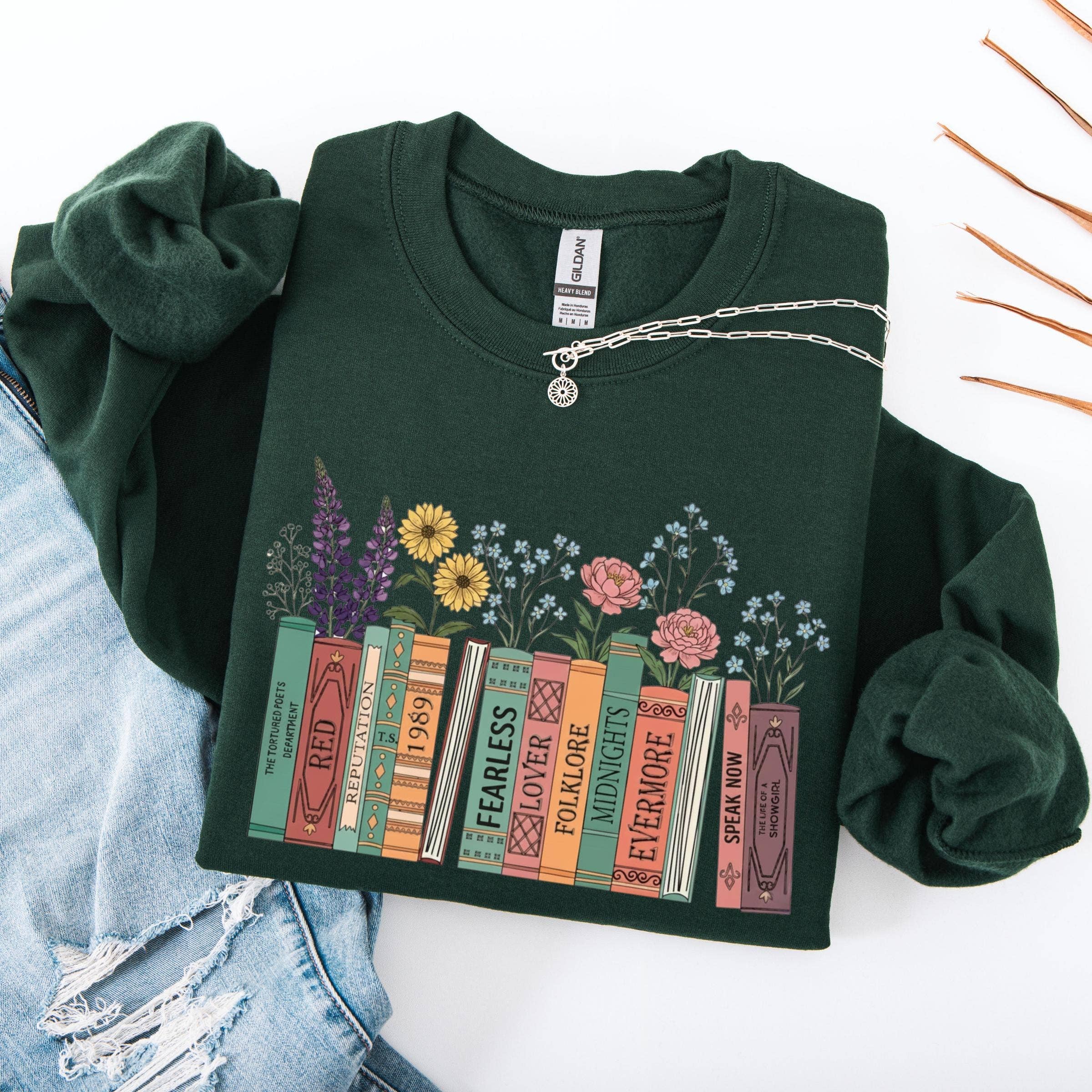 Trendy Floral Book Lover Crewneck Gift Hoodie T-Shirts, Sweatshirt | PodTeesHub.com