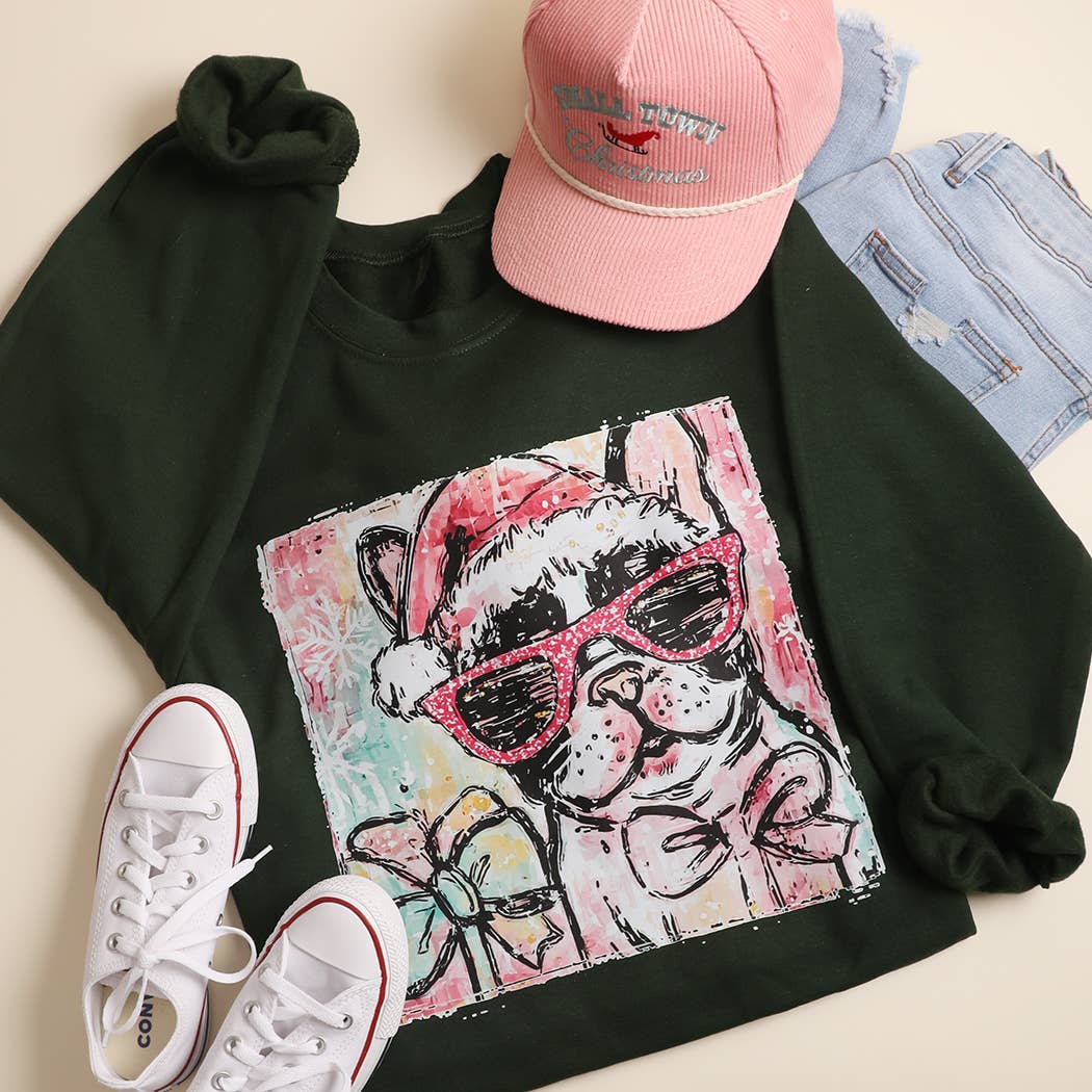 Santa Dog Christmas Heavyweight Fleece Sweatshirt T-Shirts, Hoodie | PodTeesHub.com