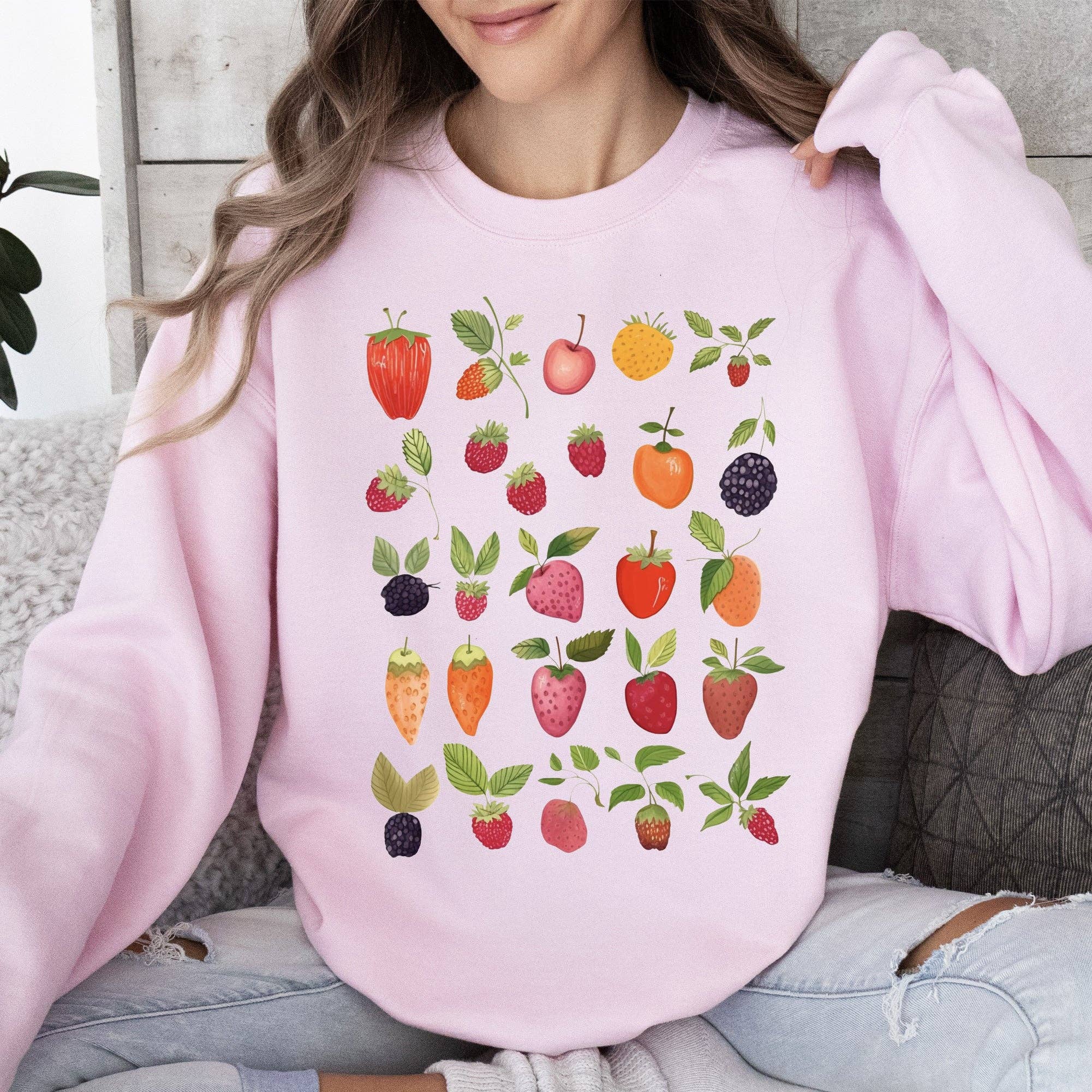 Fruity Delight, Colorful Berries Illustrated Sweatshirt T-Shirts, Hoodie | PodTeesHub.com