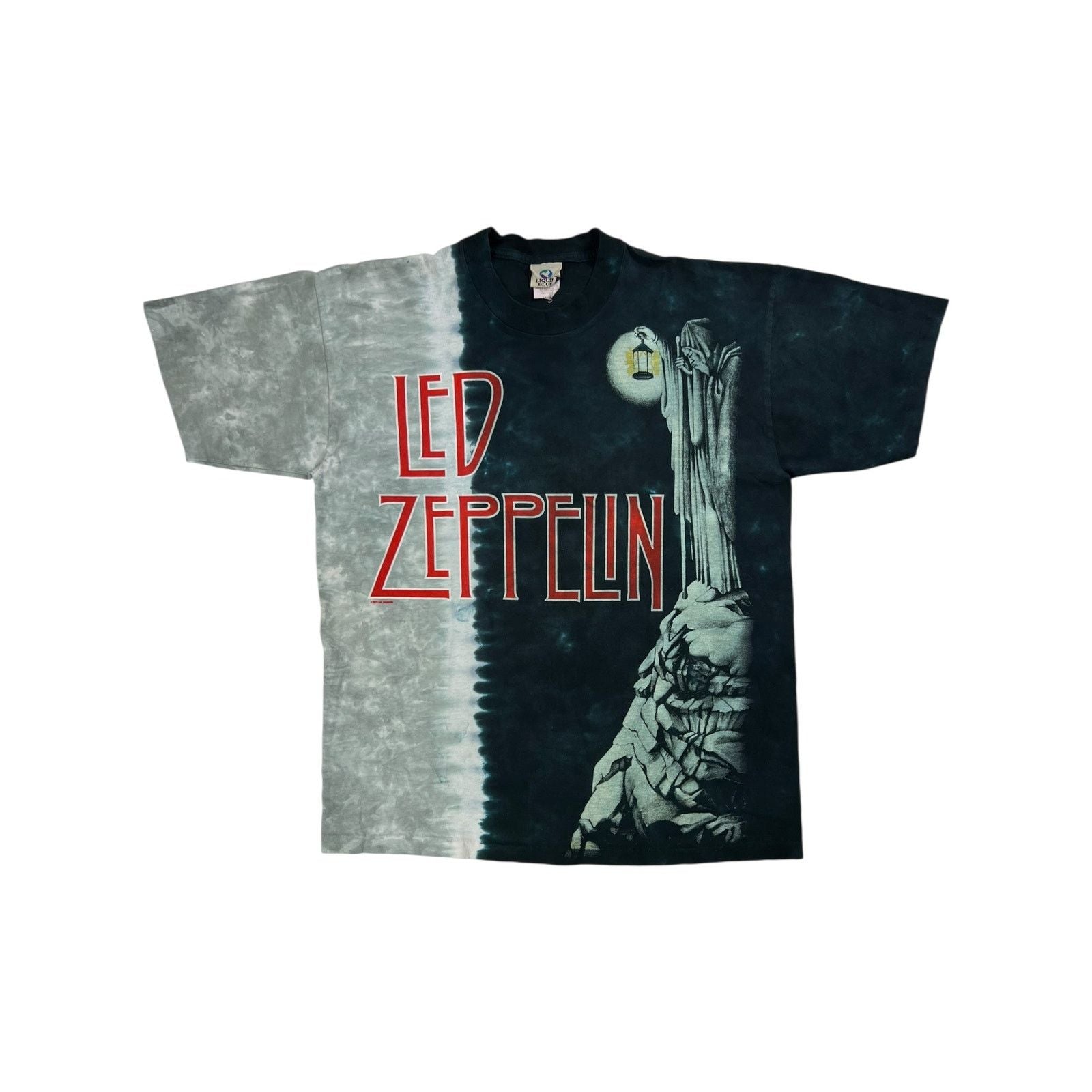 Led Zeppelin X Vintage Vintage 90s Liquid Blue Led Zeppelin Stairway To Heaven Tee Hoodie, Sweatshirt | PodTeesHub.com
