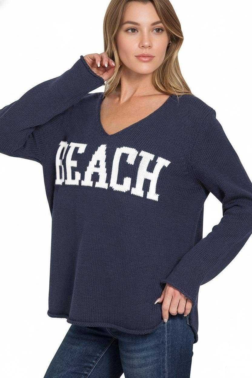 0112 Beach V Neck Sweater w/ Side Slits SI-28848 T-Shirts, Hoodie, Sweatshirt | PodTeesHub.com
