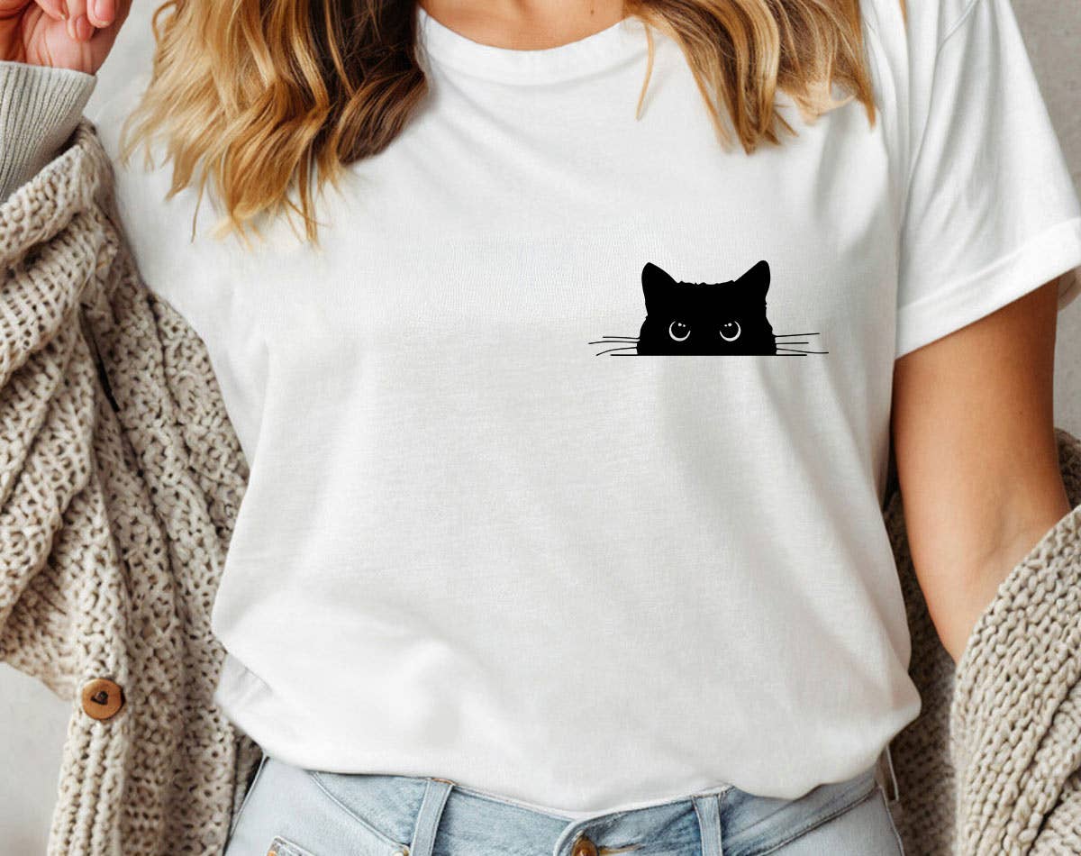 Cat Peaking -  Funny Cute Cat T-Shirt Hoodie, Sweatshirt | PodTeesHub.com
