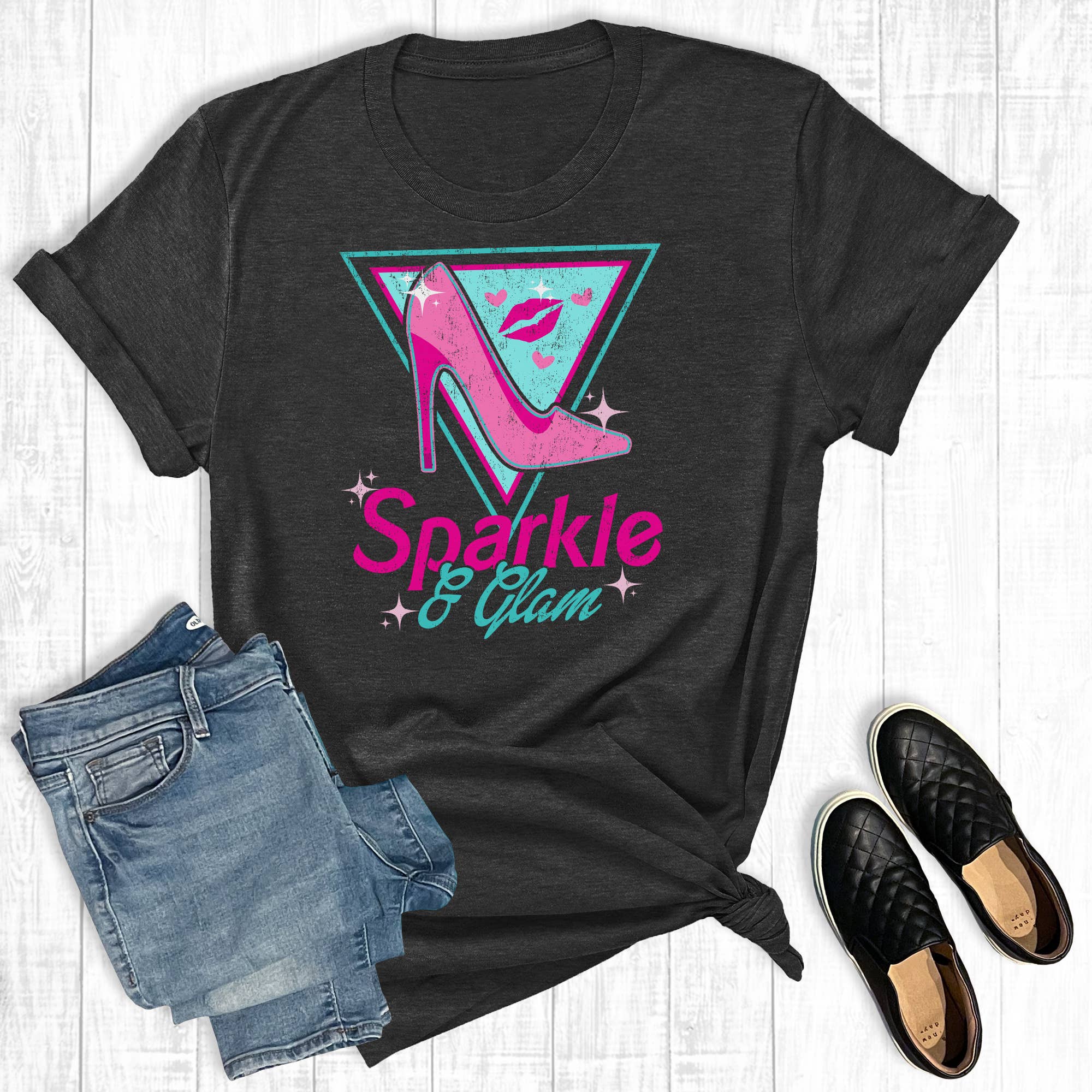 Retro Sparkle and Glam Graphic Tee Hoodie, Sweatshirt | PodTeesHub.com