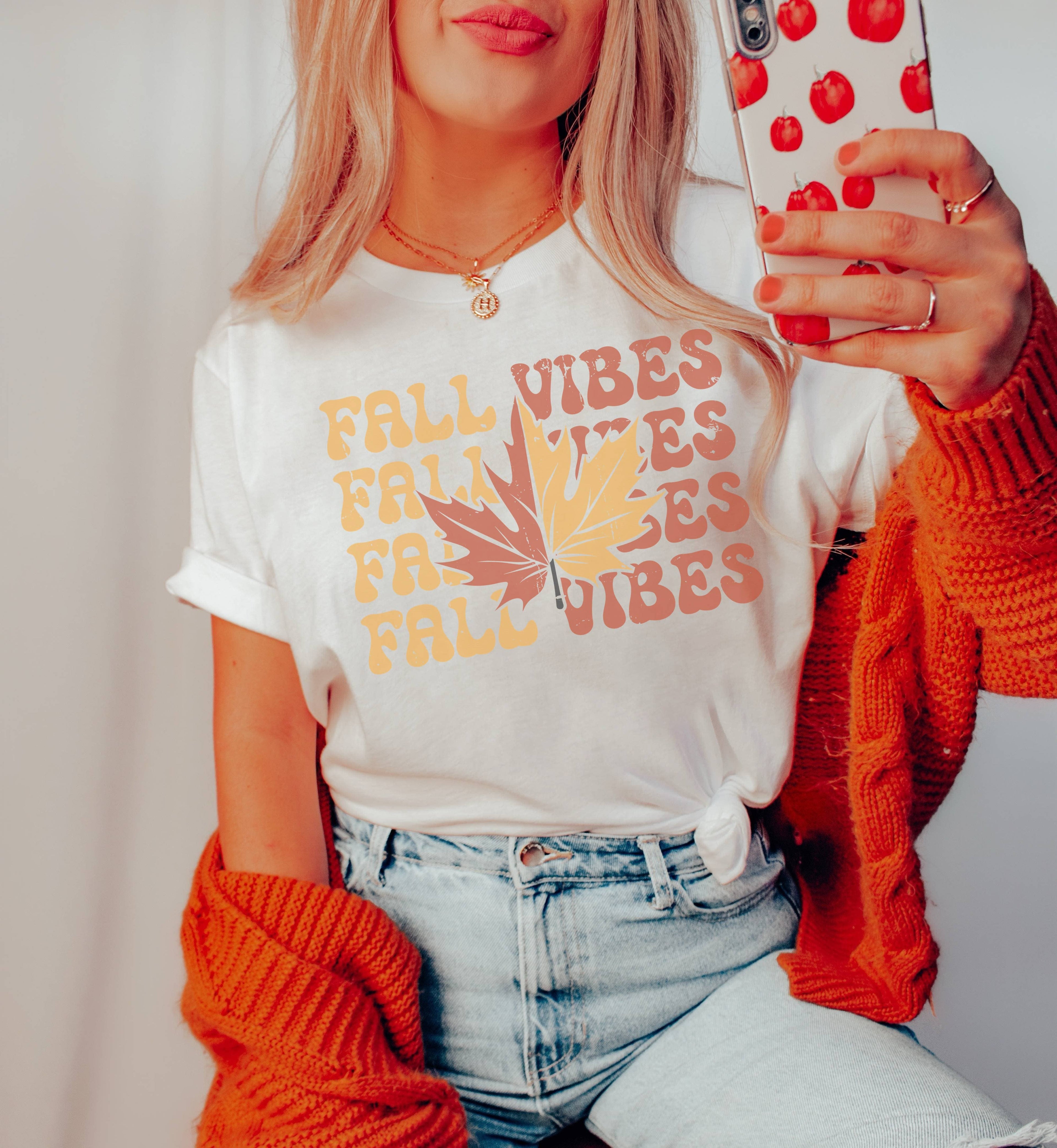 Fall Vibes Leaf Tee | Fall Holiday Graphic Tees Hoodie, Sweatshirt | PodTeesHub.com
