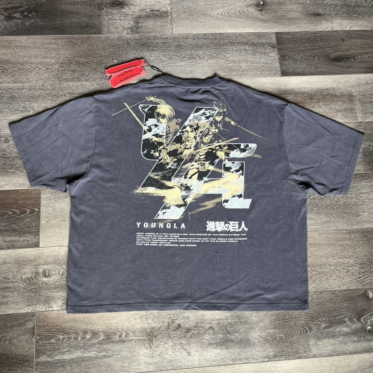 Japanese Brand X Youngla Youngla Yla X Aot Attack On Titan The Trio Cropped Logo Tee Hoodie, Sweatshirt | PodTeesHub.com