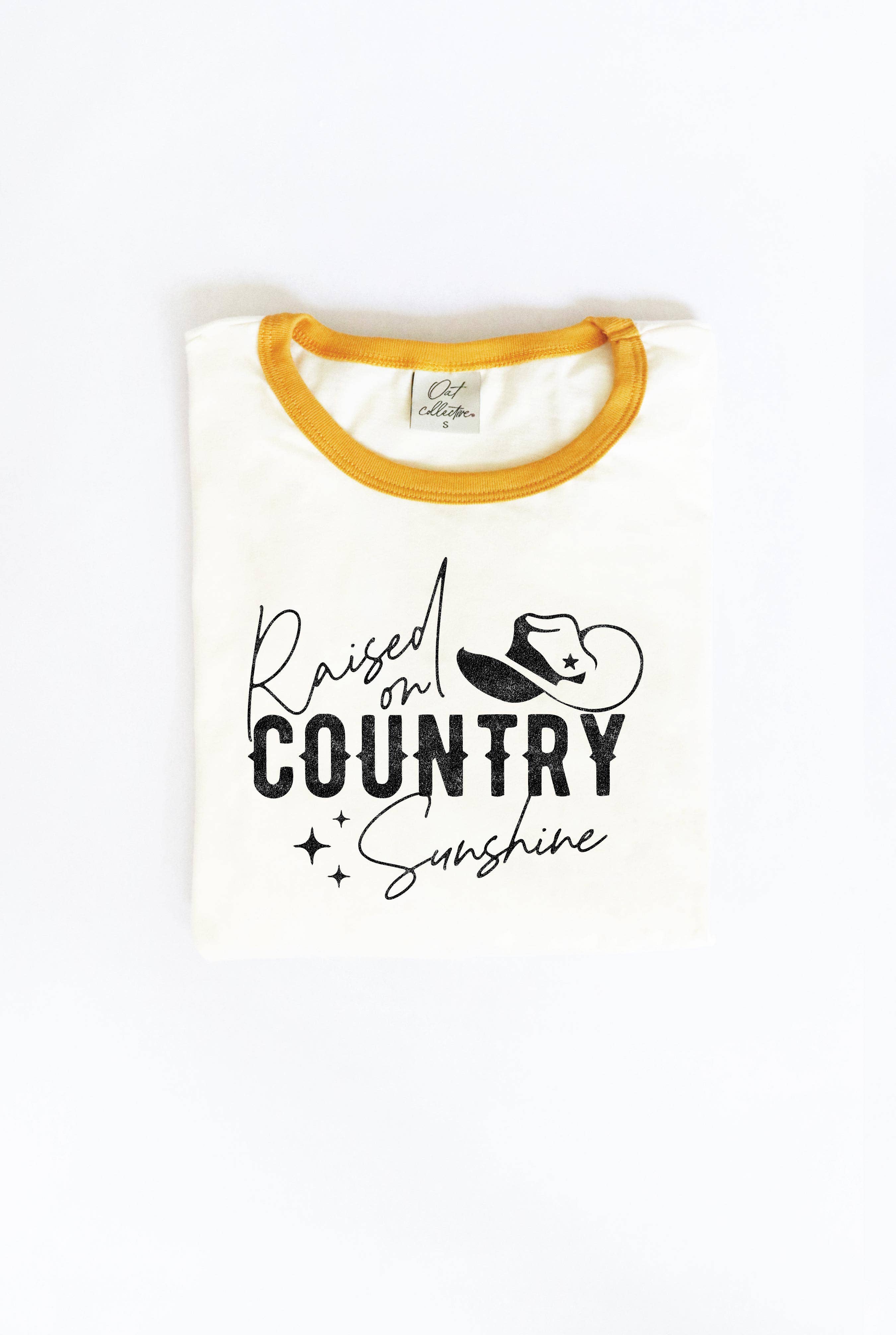 Raised On Country Sunshine Ringer Graphic T-Shirt Hoodie, Sweatshirt | PodTeesHub.com