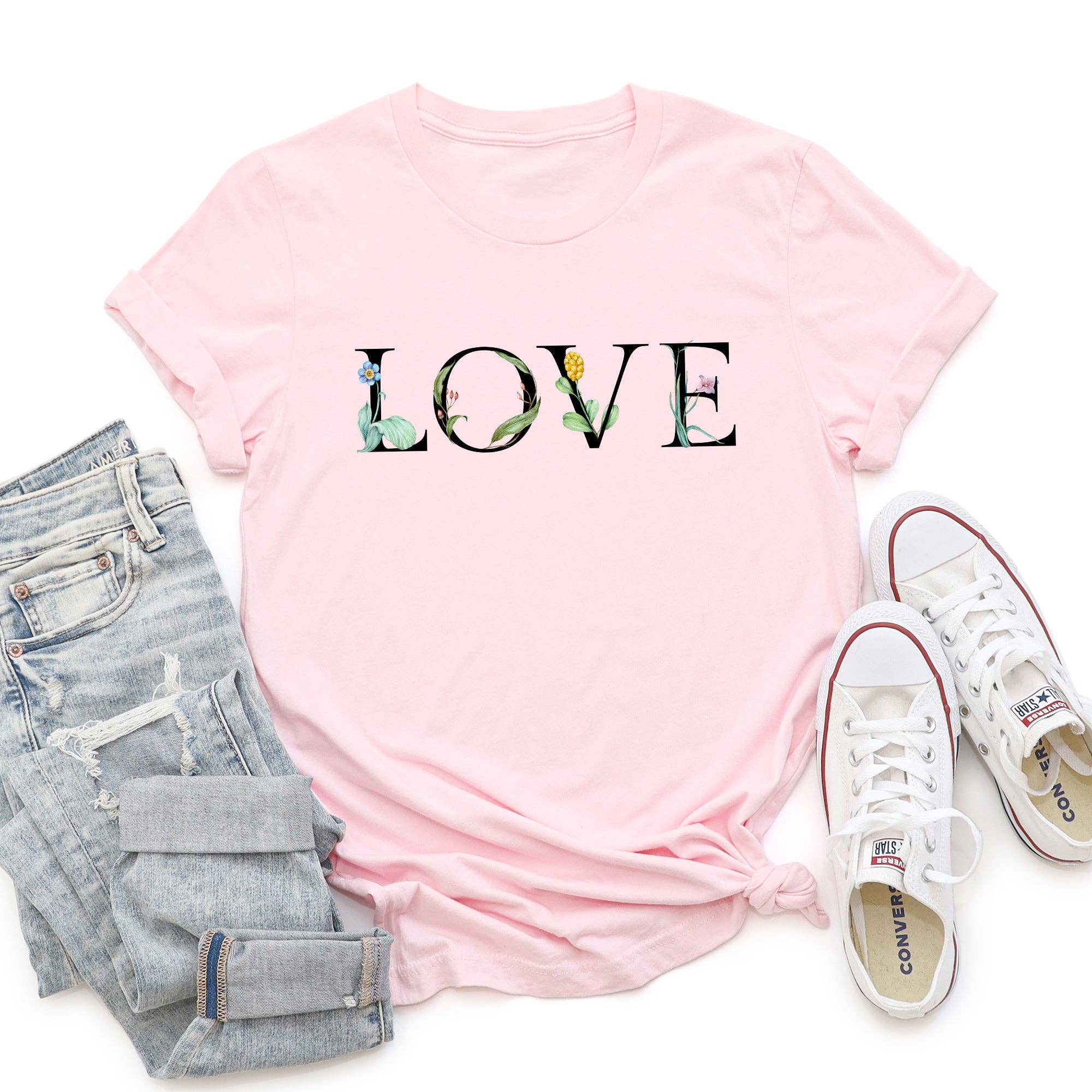 Love Flowers, Super Soft Tshirt, Valentine's Day Hoodie, Sweatshirt | PodTeesHub.com