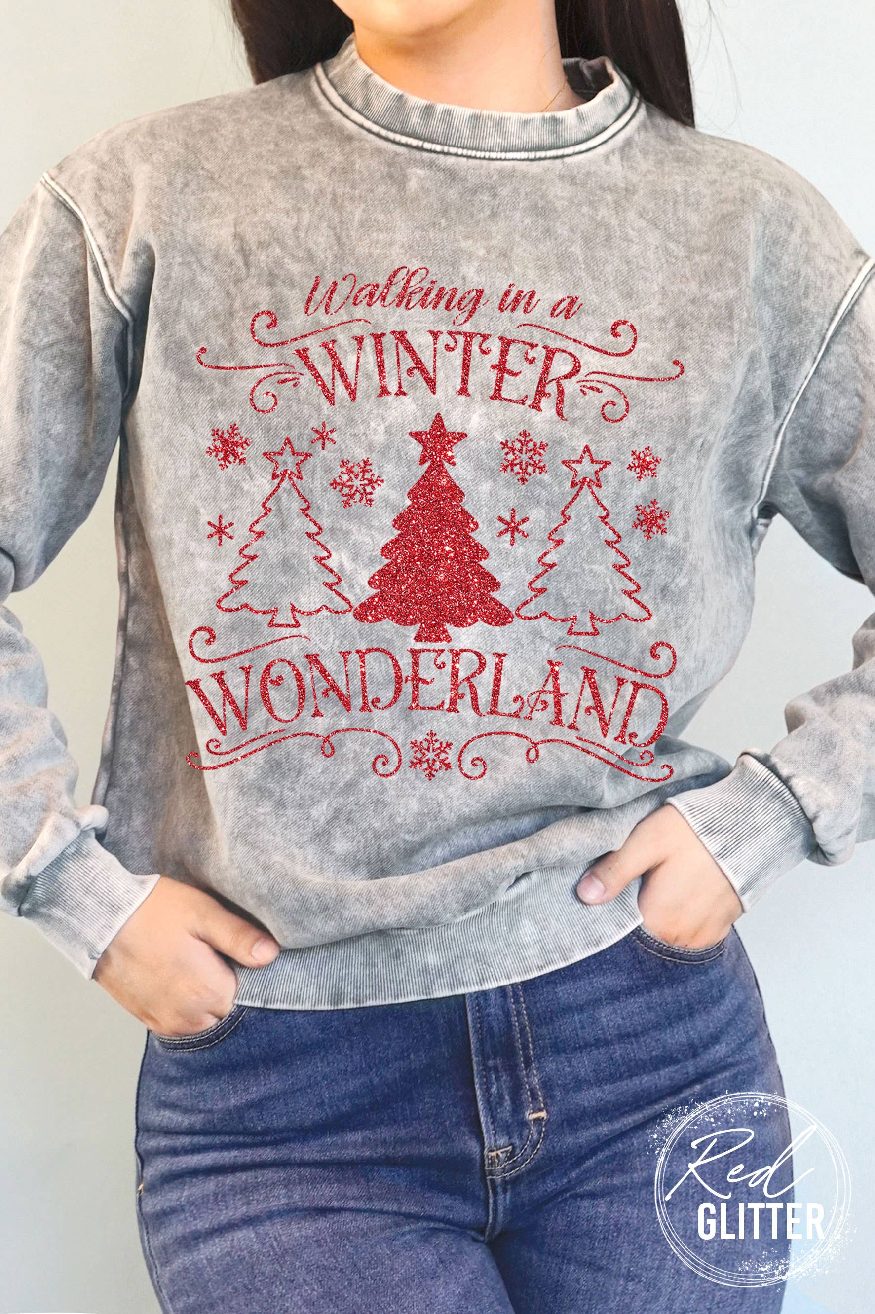 Winter Wonderland Glitter Mineral Graphic Brushed Sweatshirt T-Shirts, Hoodie | PodTeesHub.com