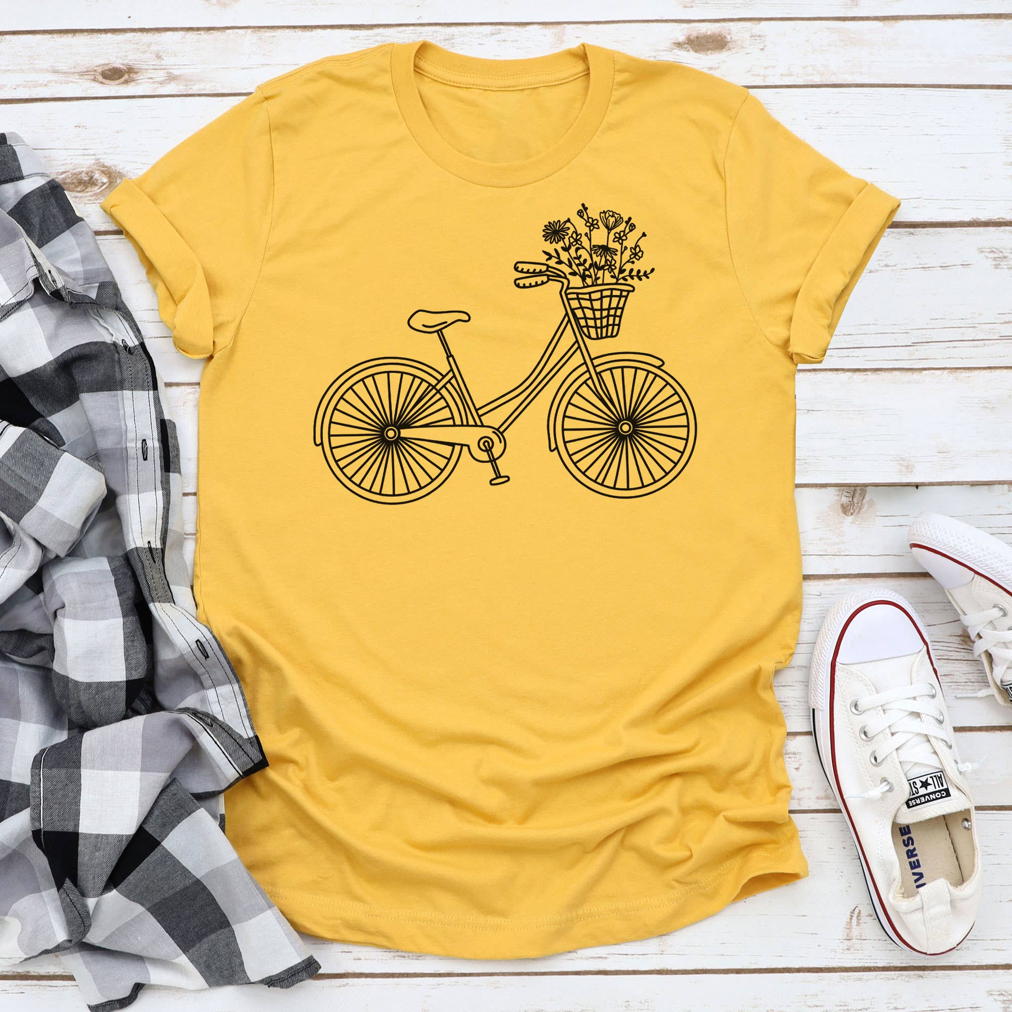 Spring Floral Bicycle Graphic Tee Hoodie, Sweatshirt | PodTeesHub.com