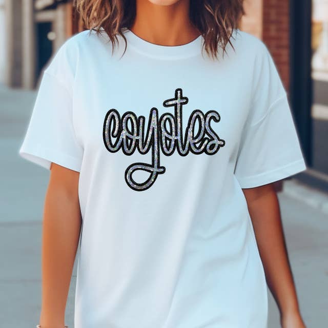 Coyotes Sequin Patch White Everyday Tee Hoodie, Sweatshirt | PodTeesHub.com