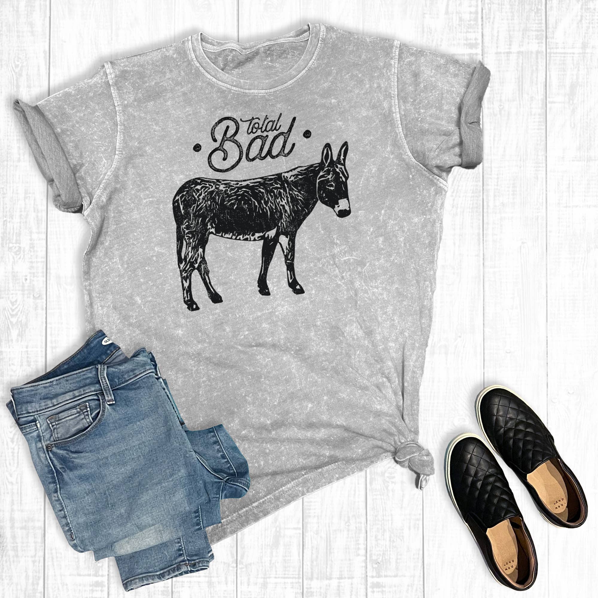 Western Total Bad A Mineral Wash Graphic Tee Hoodie, Sweatshirt | PodTeesHub.com