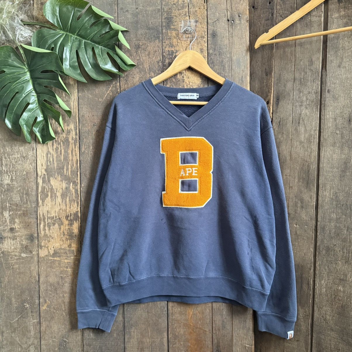 Vintage Bape Letter Logo V Neck Sweatshirt T-Shirts, Hoodie | PodTeesHub.com