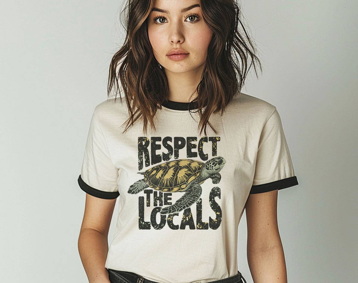 Respect the Locals - Sea Turtles Beach Ringer T-Shirt Hoodie, Sweatshirt | PodTeesHub.com