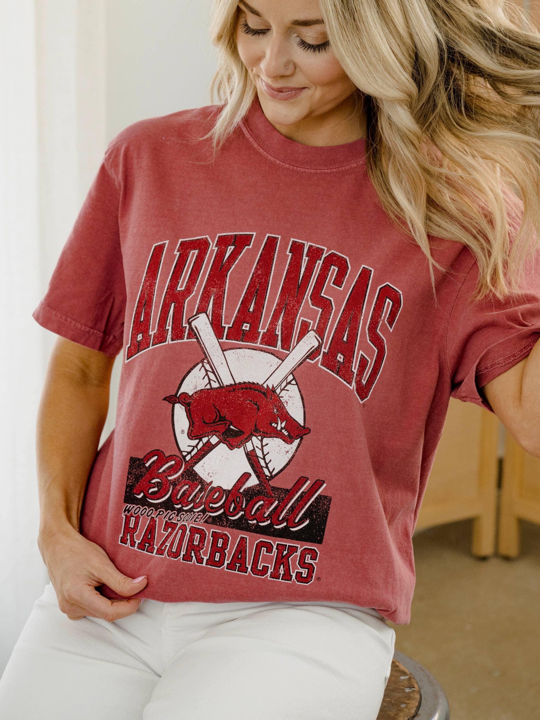Arkansas Razorbacks Baseball Cardinal Comfort Colors Tee Hoodie, Sweatshirt | PodTeesHub.com