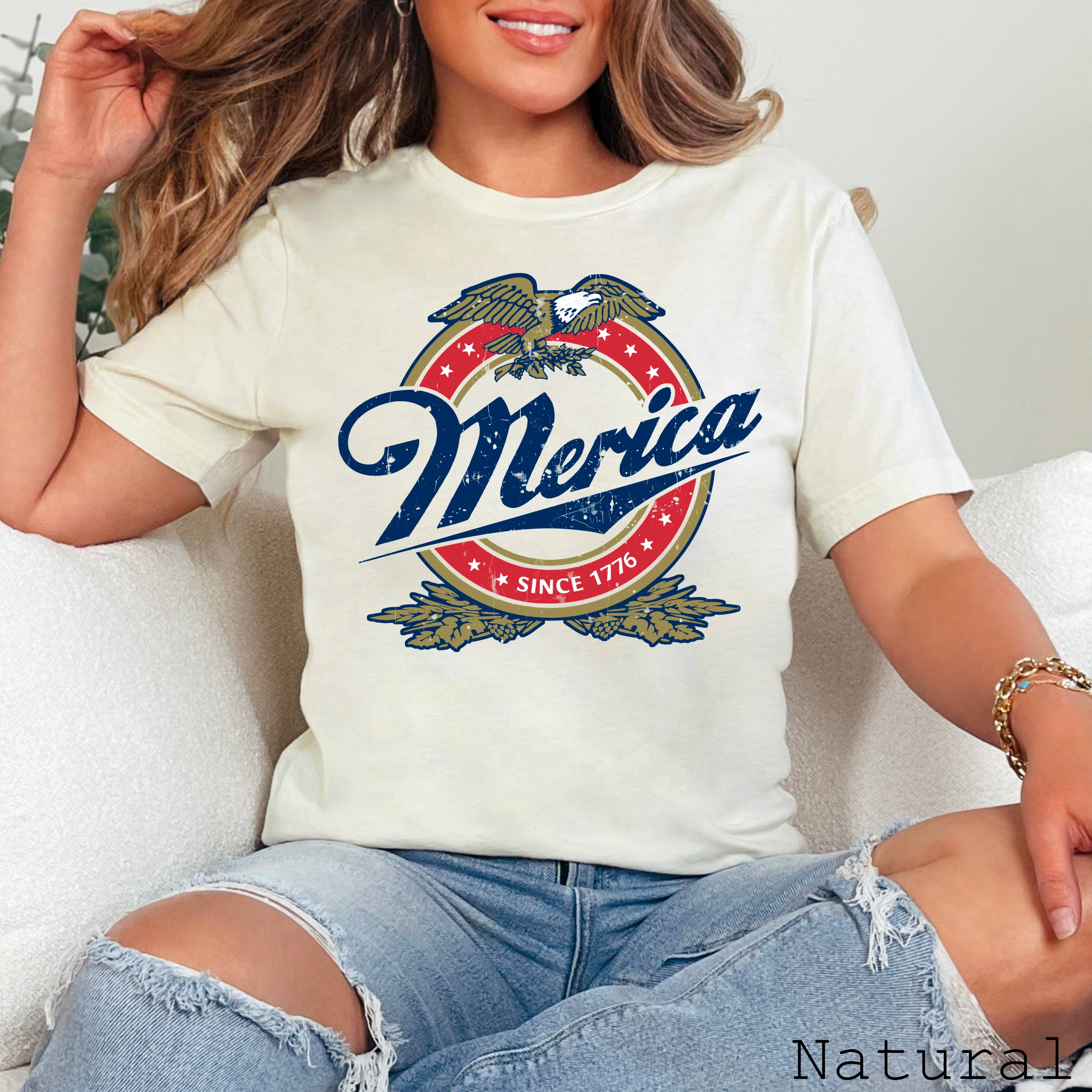 Merica July 4th Graphic Tee  | Bella Canvas Hoodie, Sweatshirt | PodTeesHub.com
