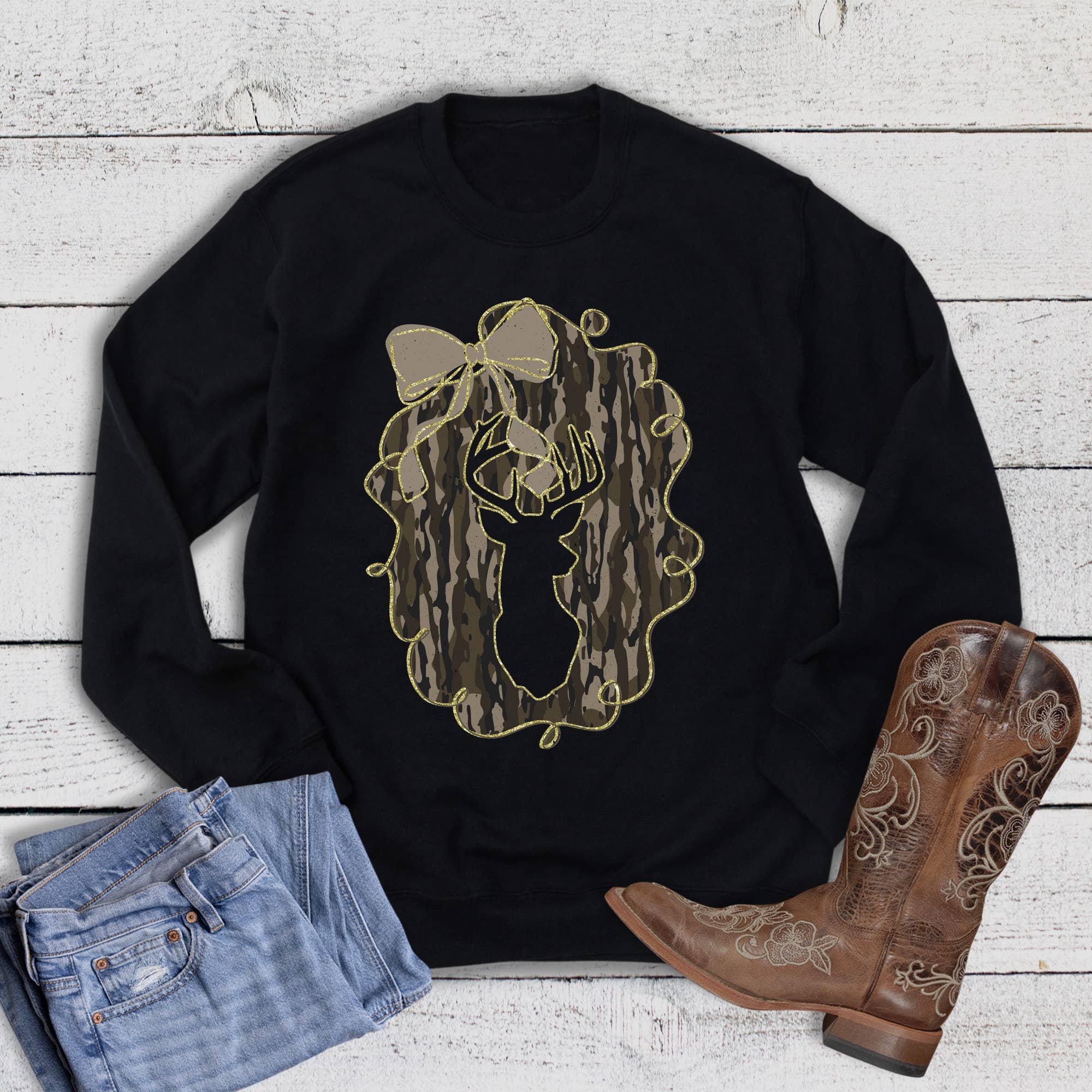 Hunting Deer Camo Frame Sweatshirt T-Shirts, Hoodie | PodTeesHub.com