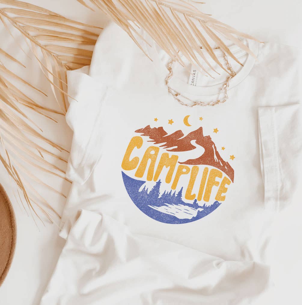 Camp Life Graphic T-Shirt - Premium Airlume Combed Cotton Hoodie, Sweatshirt | PodTeesHub.com