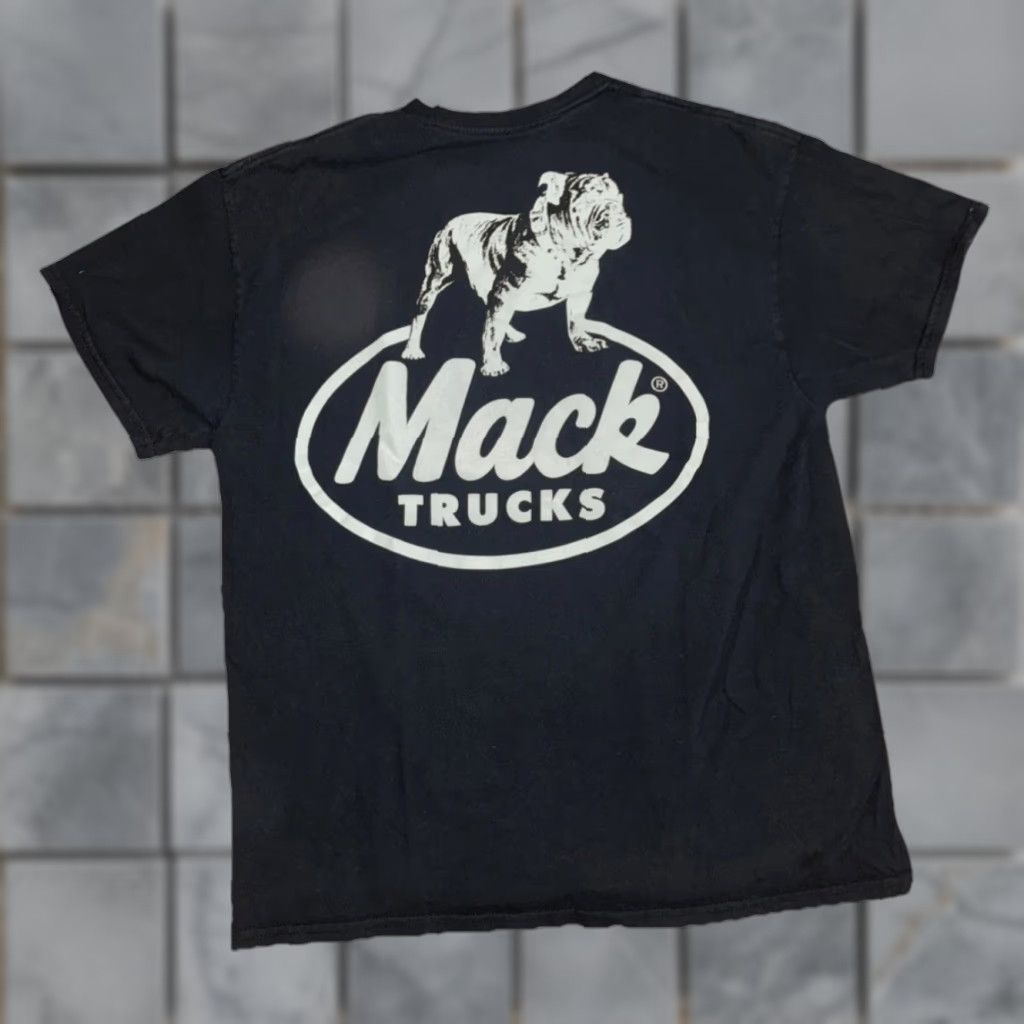 Vintage Mack Trucks Bulldog Logo Graphic T Shirt Men S Large Black Workwear Tee Crew Neck Cotton Usa Hoodie, Sweatshirt